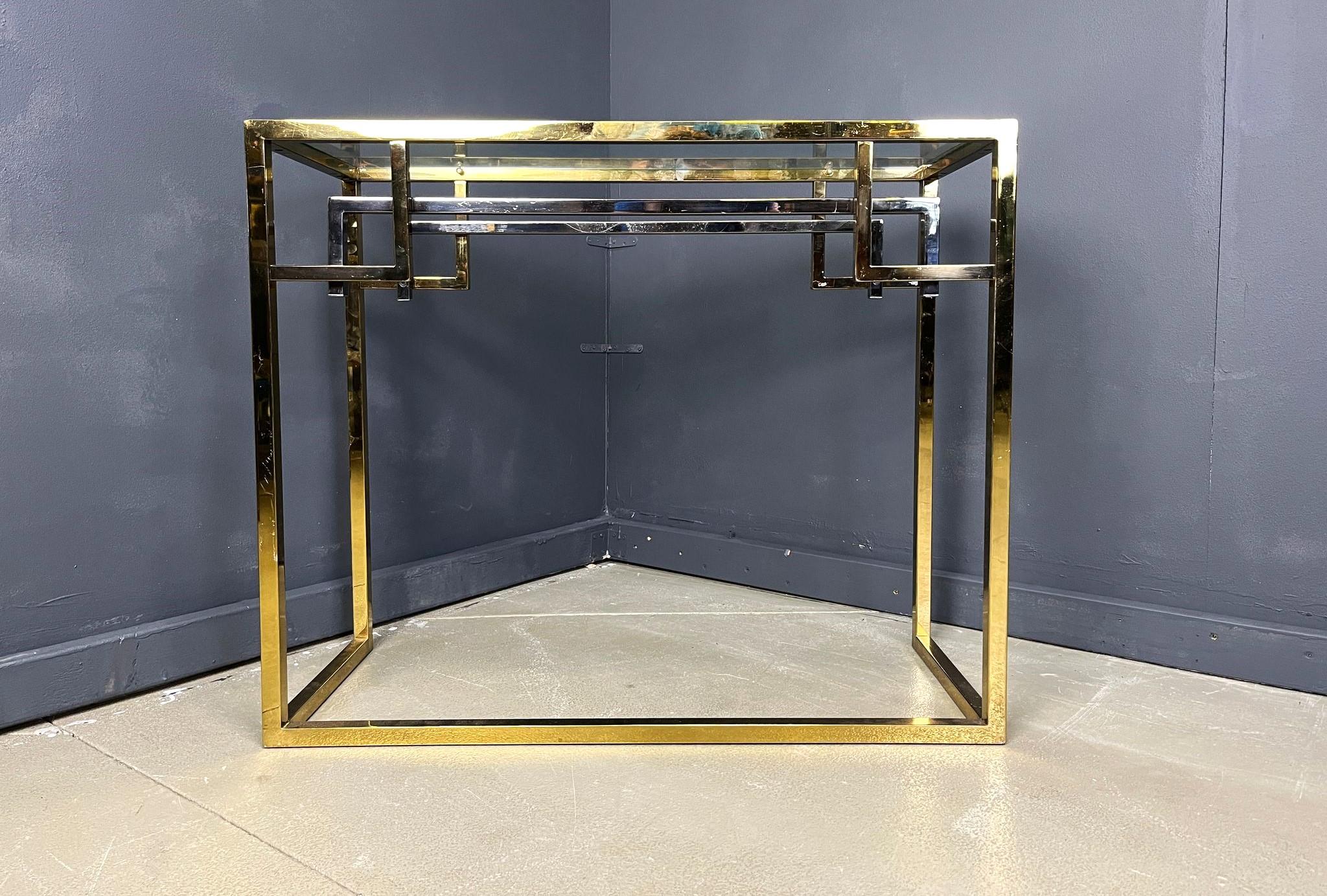 Late 20th Century Vintage brass and chrome console, 1970s For Sale