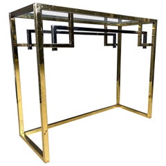 Console vintage in ottone e cromo, anni '70