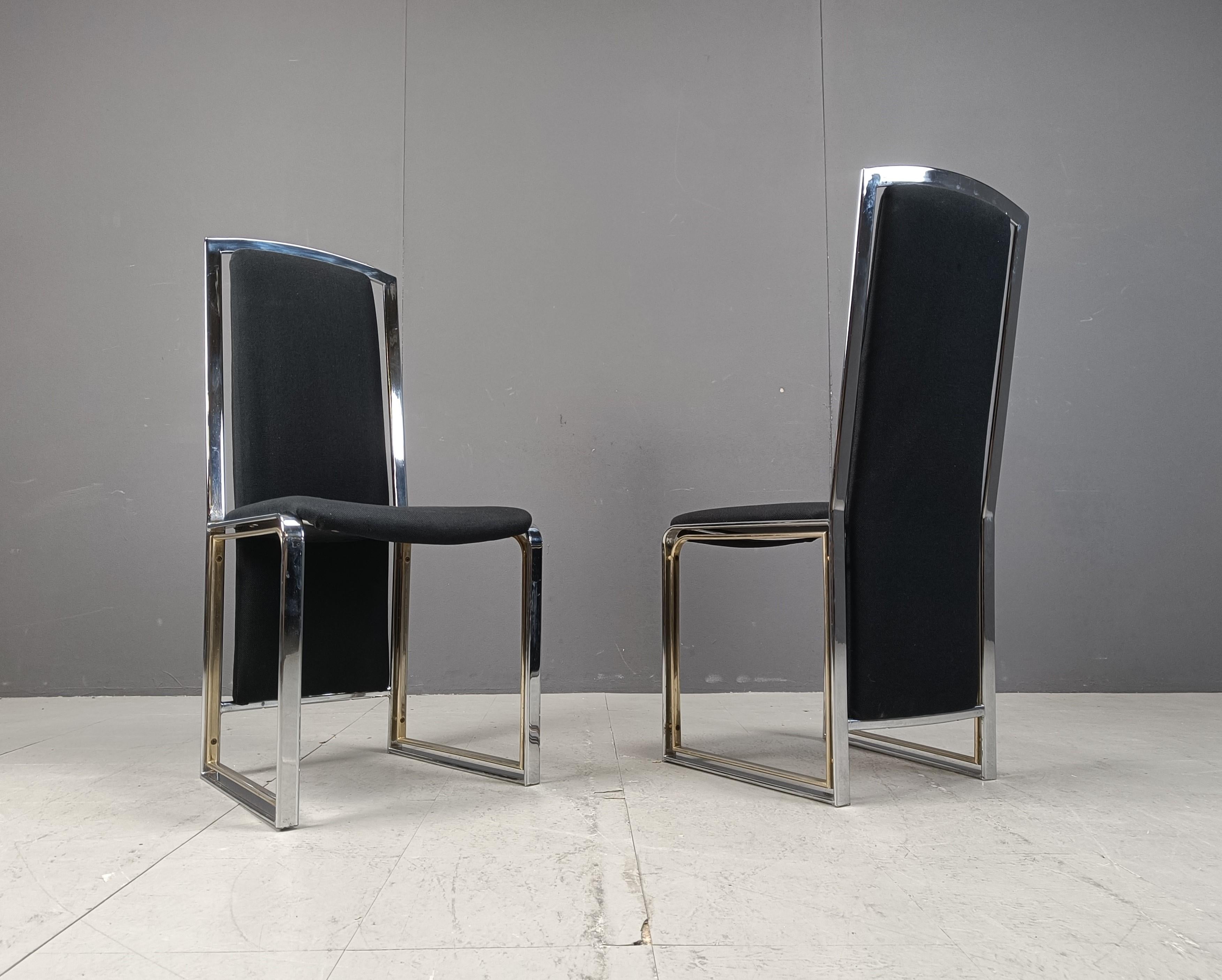 Set di 8 sedie da pranzo vintage in ottone e cromo - Anni '70 in vendita 3