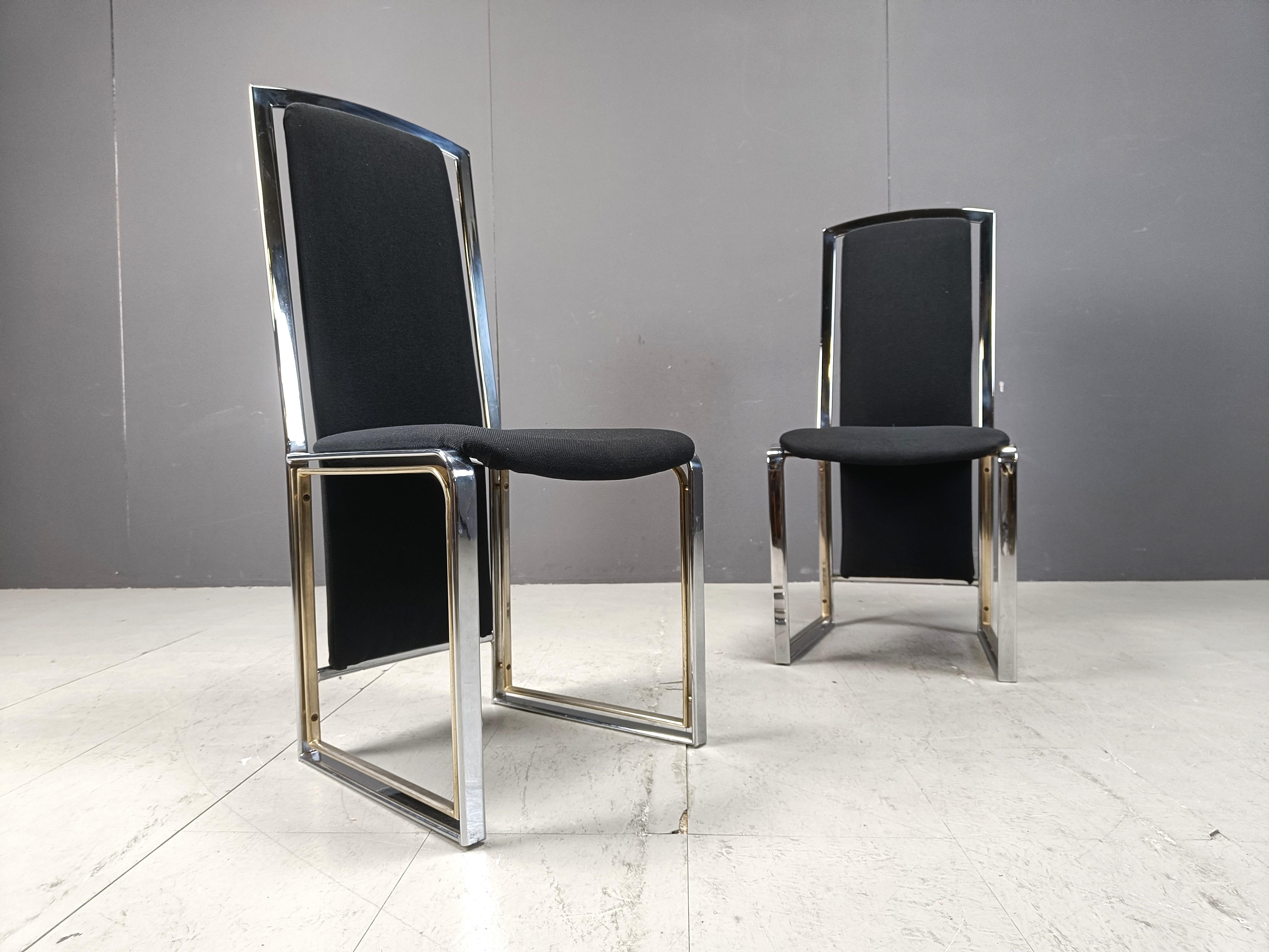Set di 8 sedie da pranzo vintage in ottone e cromo - Anni '70 in vendita 1