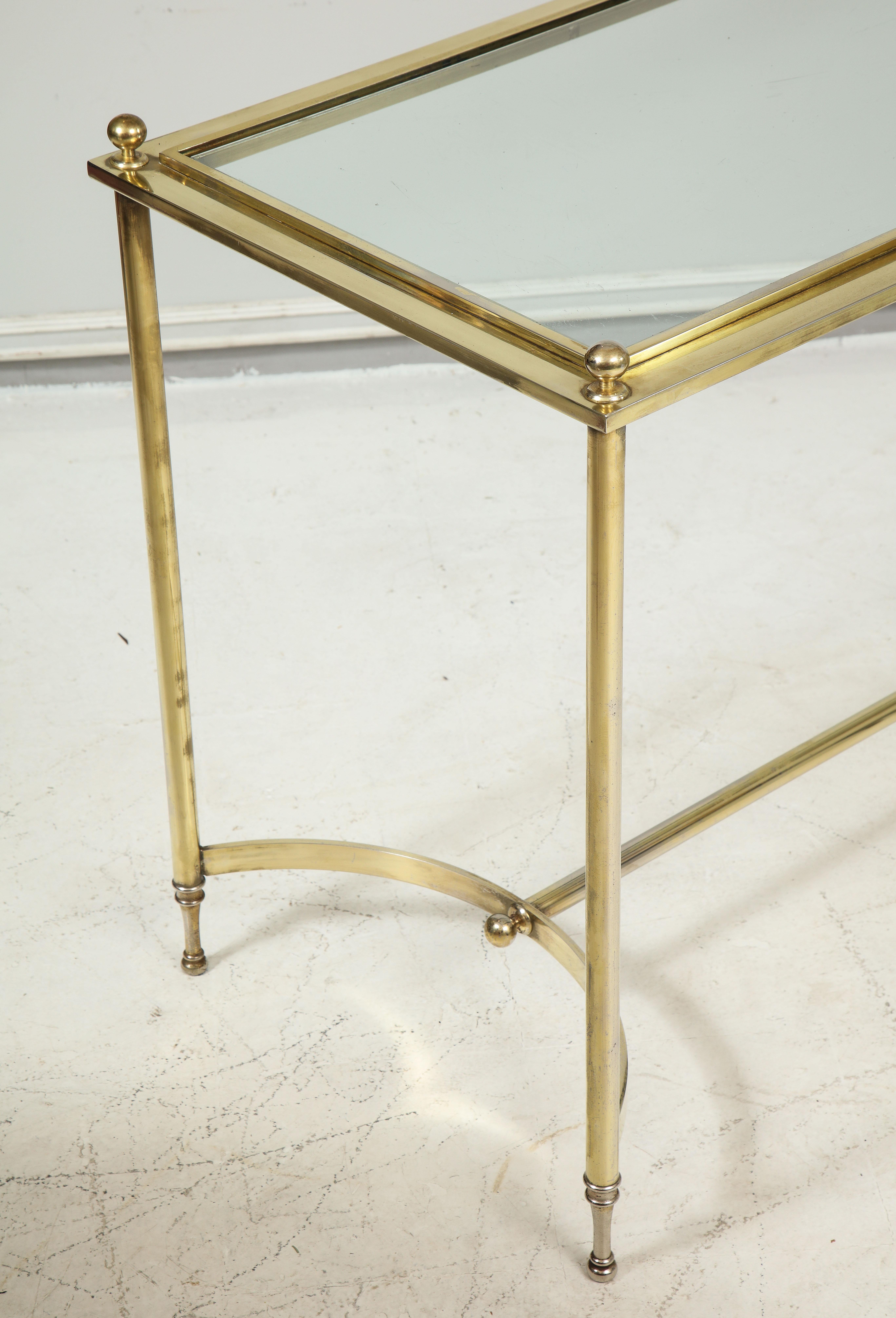 Vintage Brass and Chrome Glass-Top Console Table 4