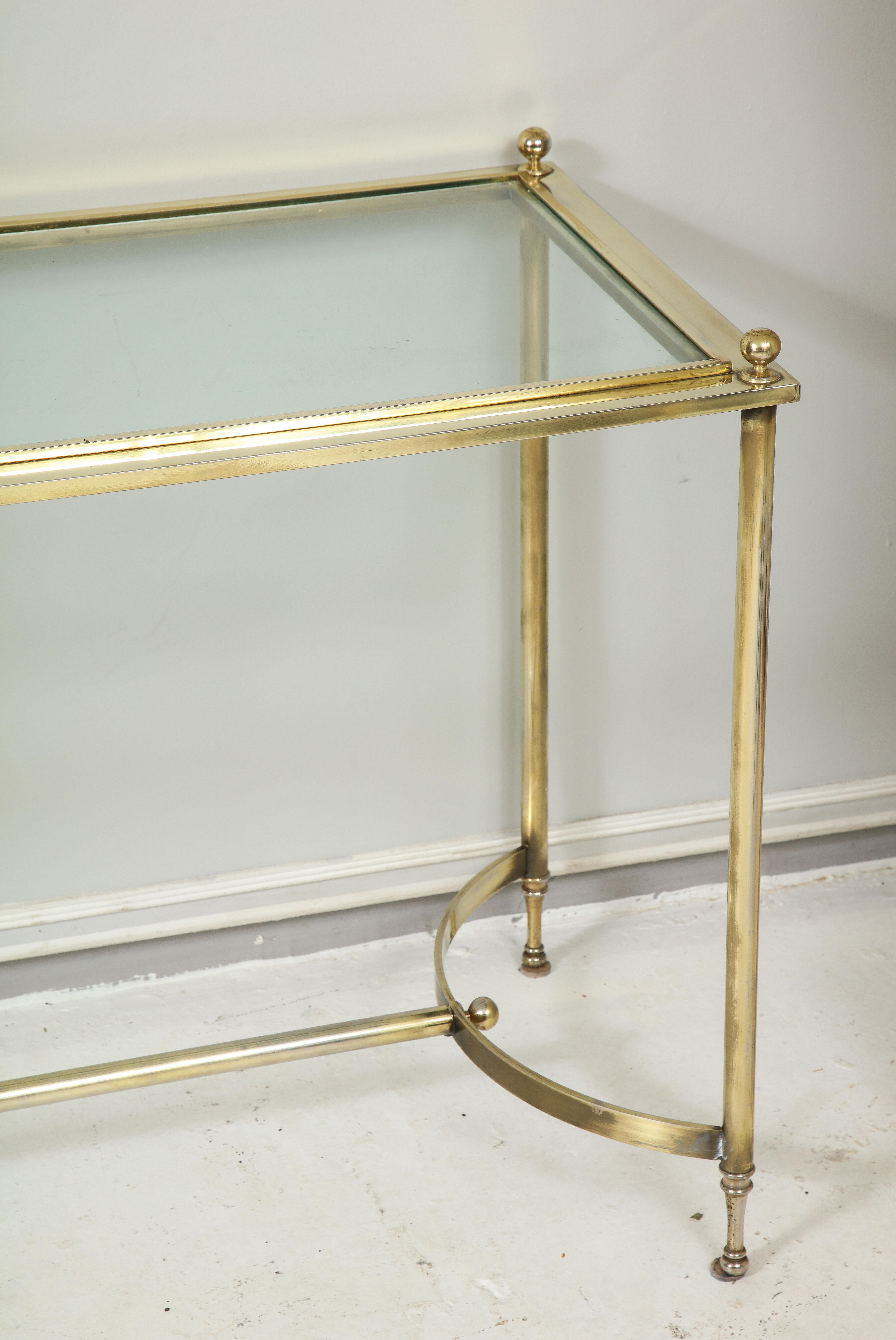 Vintage Brass and Chrome Glass-Top Console Table In Good Condition In New York, NY