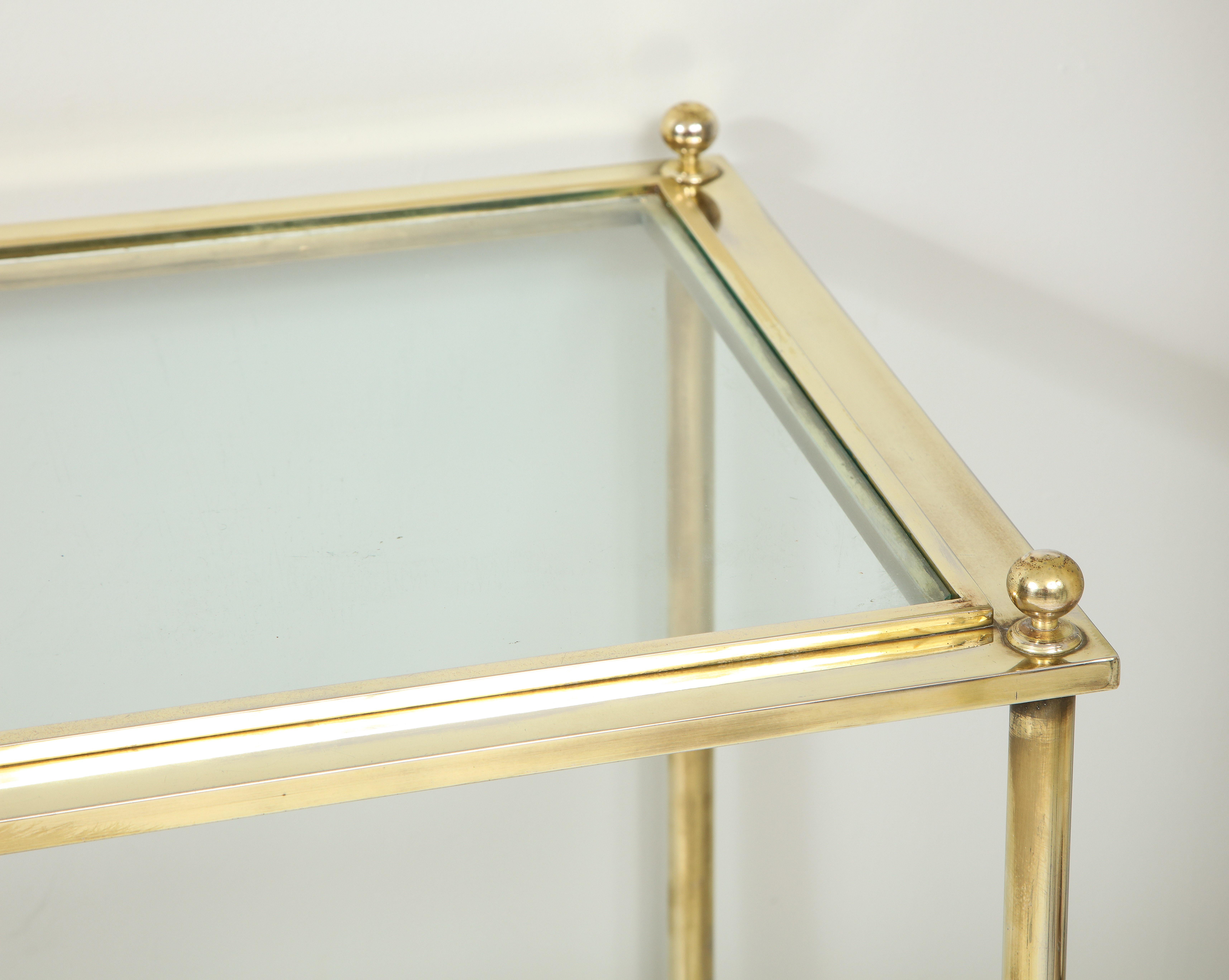 20th Century Vintage Brass and Chrome Glass-Top Console Table