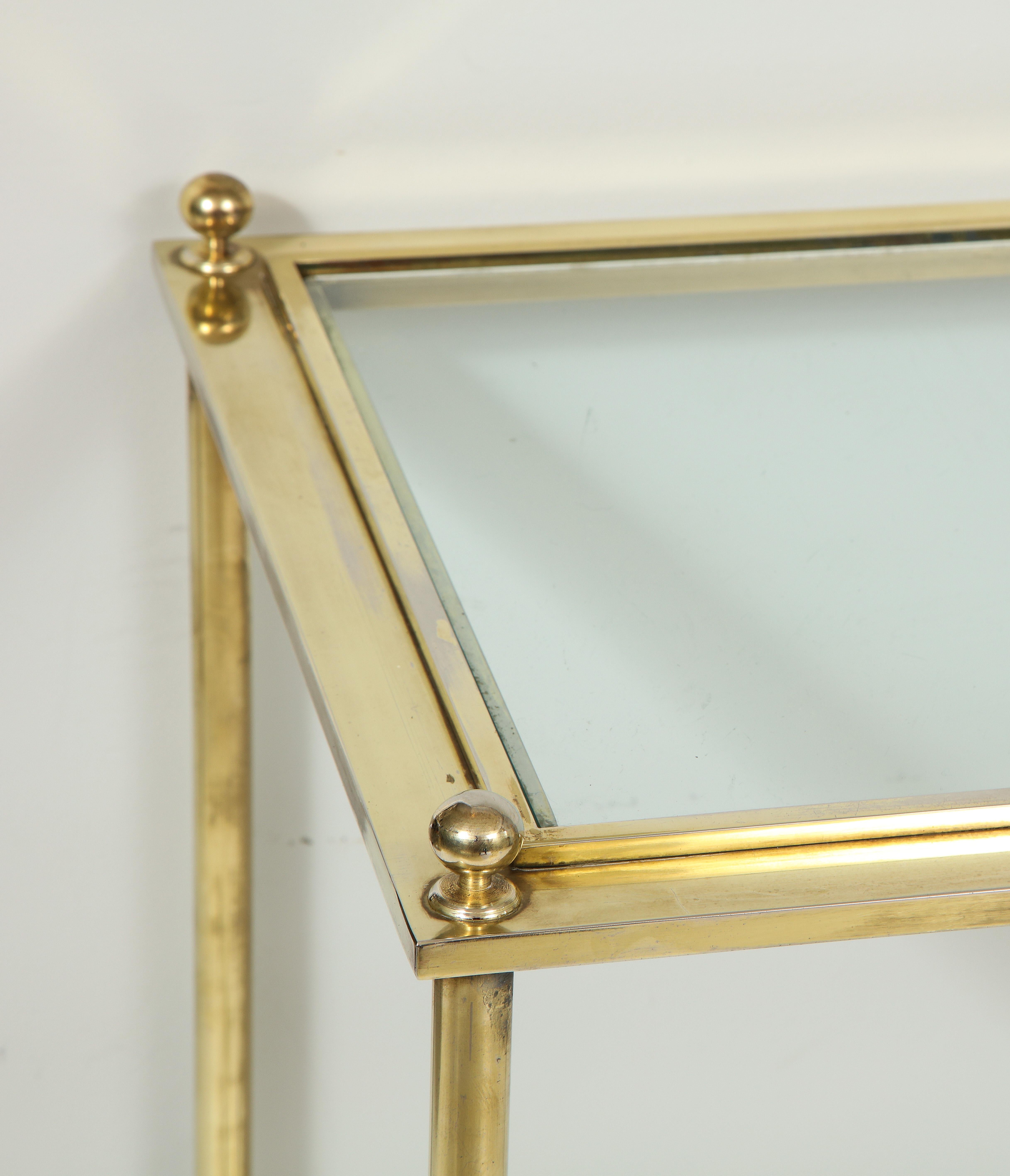 Vintage Brass and Chrome Glass-Top Console Table 1