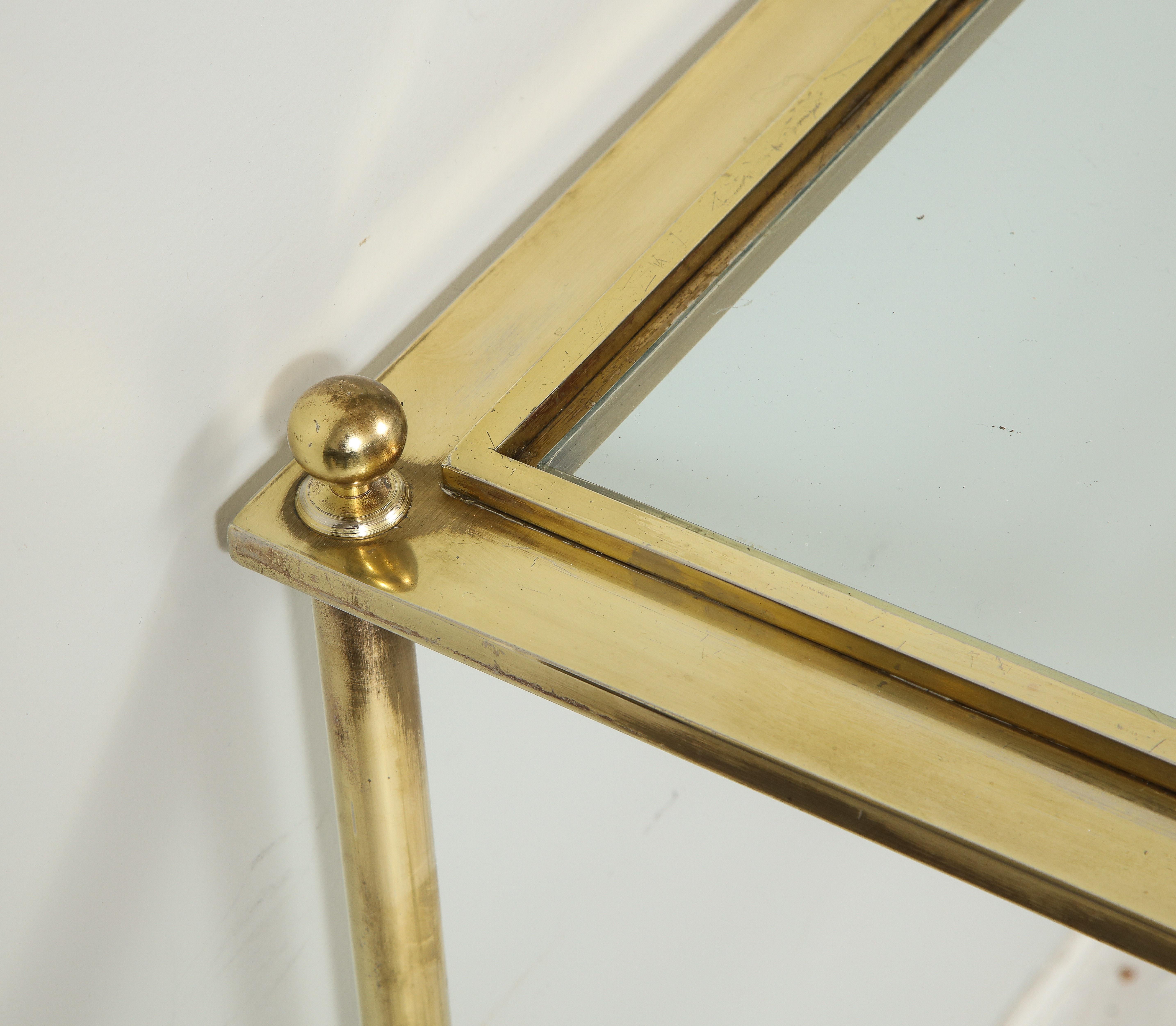 Vintage Brass and Chrome Glass-Top Console Table 3