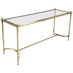 Vintage Brass and Chrome Glass-Top Console Table