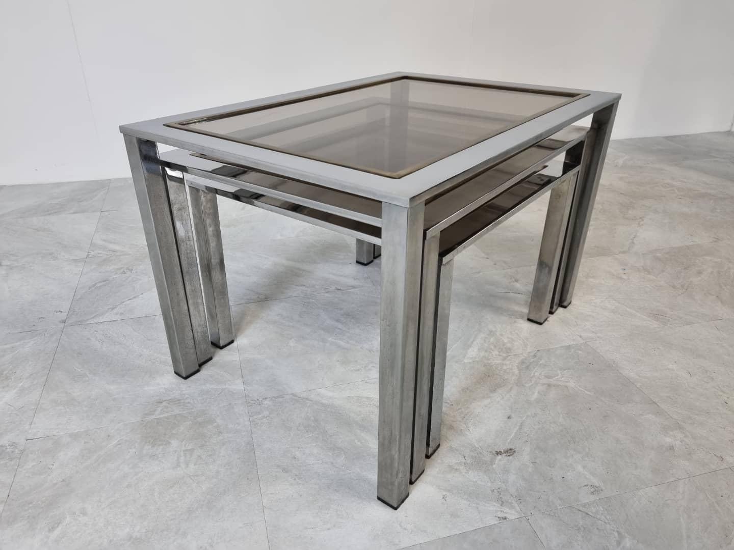 Vintage Brass and Chrome Nesting Tables, 1970s 2