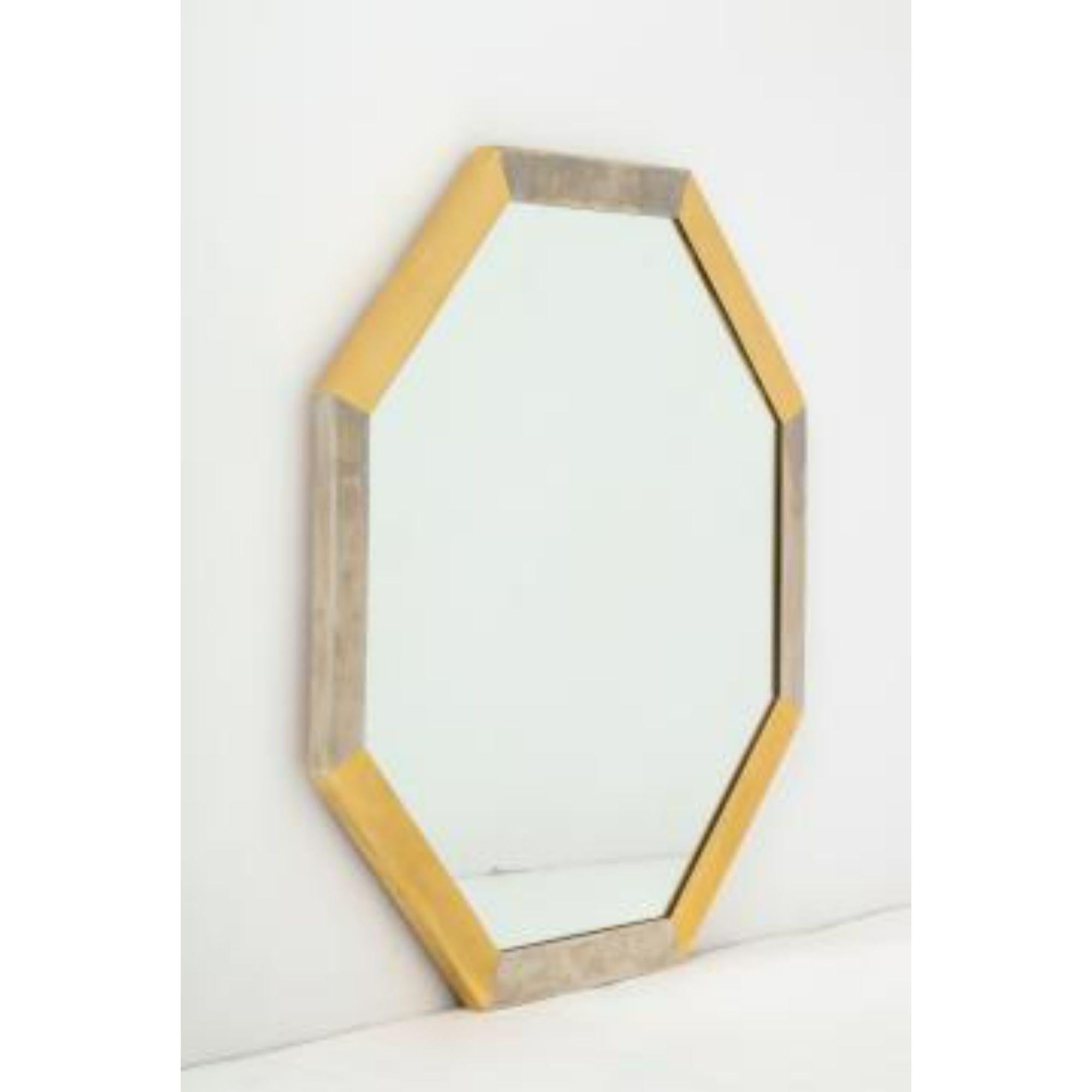 Vintage Brass and Silver Octagonal Mirror, France, 20th Century For Sale 5