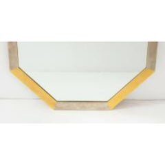 Specchio ottagonale d'epoca in ottone e argento, Francia, XX secolo