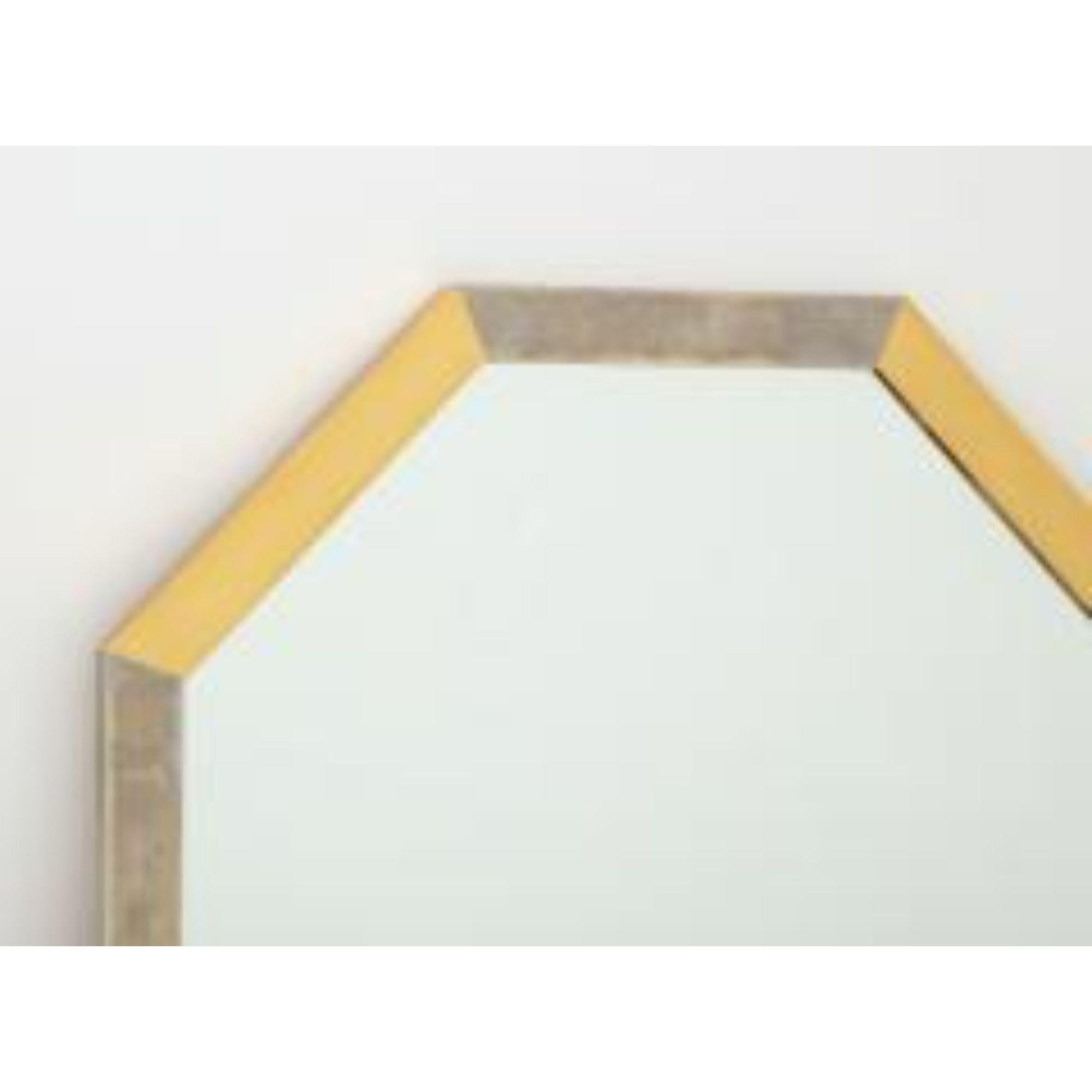 French Vintage Brass and Silver Octagonal Mirror, France, 20th Century For Sale