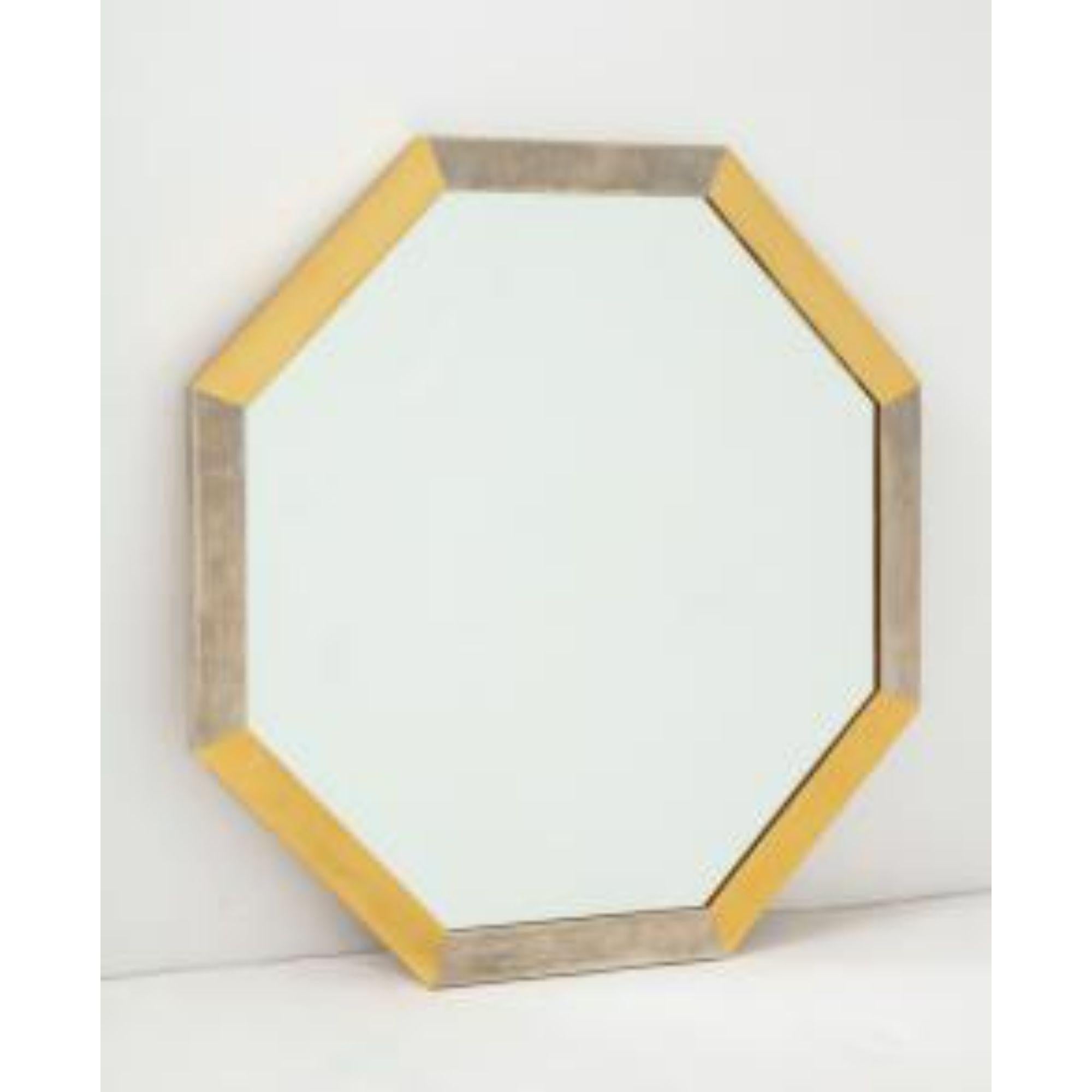 Vintage Brass and Silver Octagonal Mirror, France, 20th Century For Sale 1