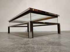 Vintage Brass and Chrome Sliding Top Coffee Table, 1970s