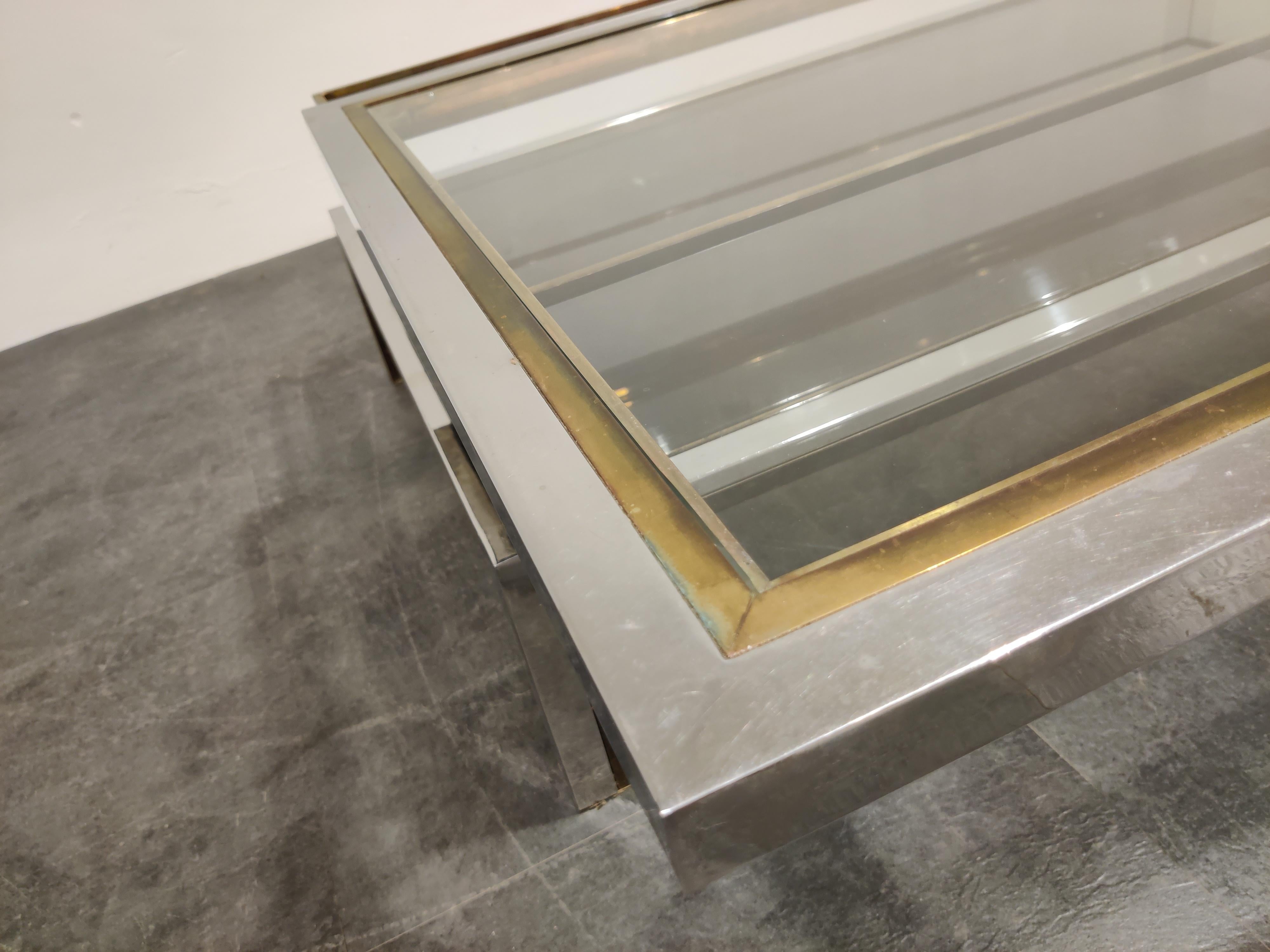 Vintage Brass and Chrome Sliding Top Coffee Table, 1970s 2