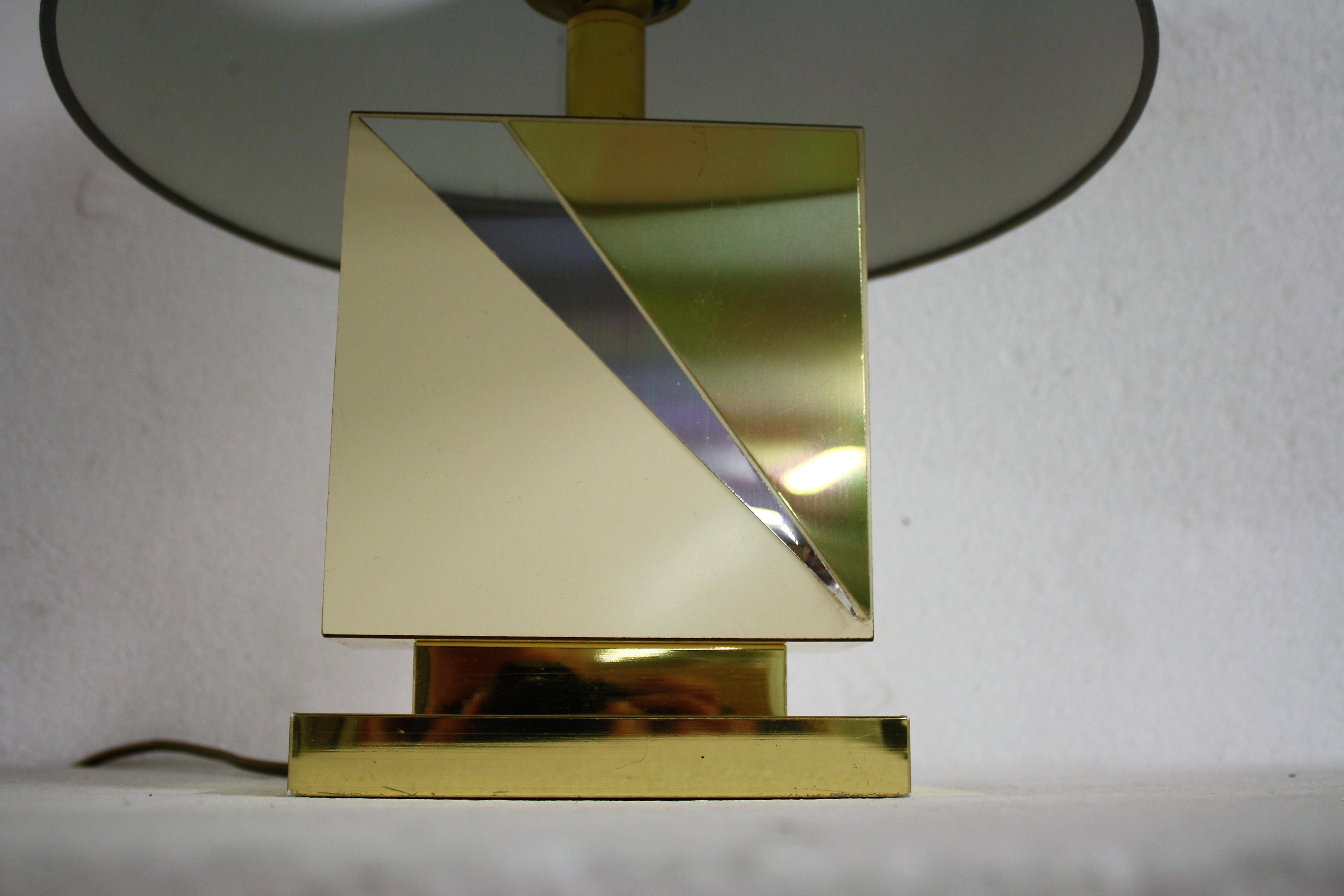 Hollywood Regency Vintage Brass and Chrome Table Lamp, 1970s