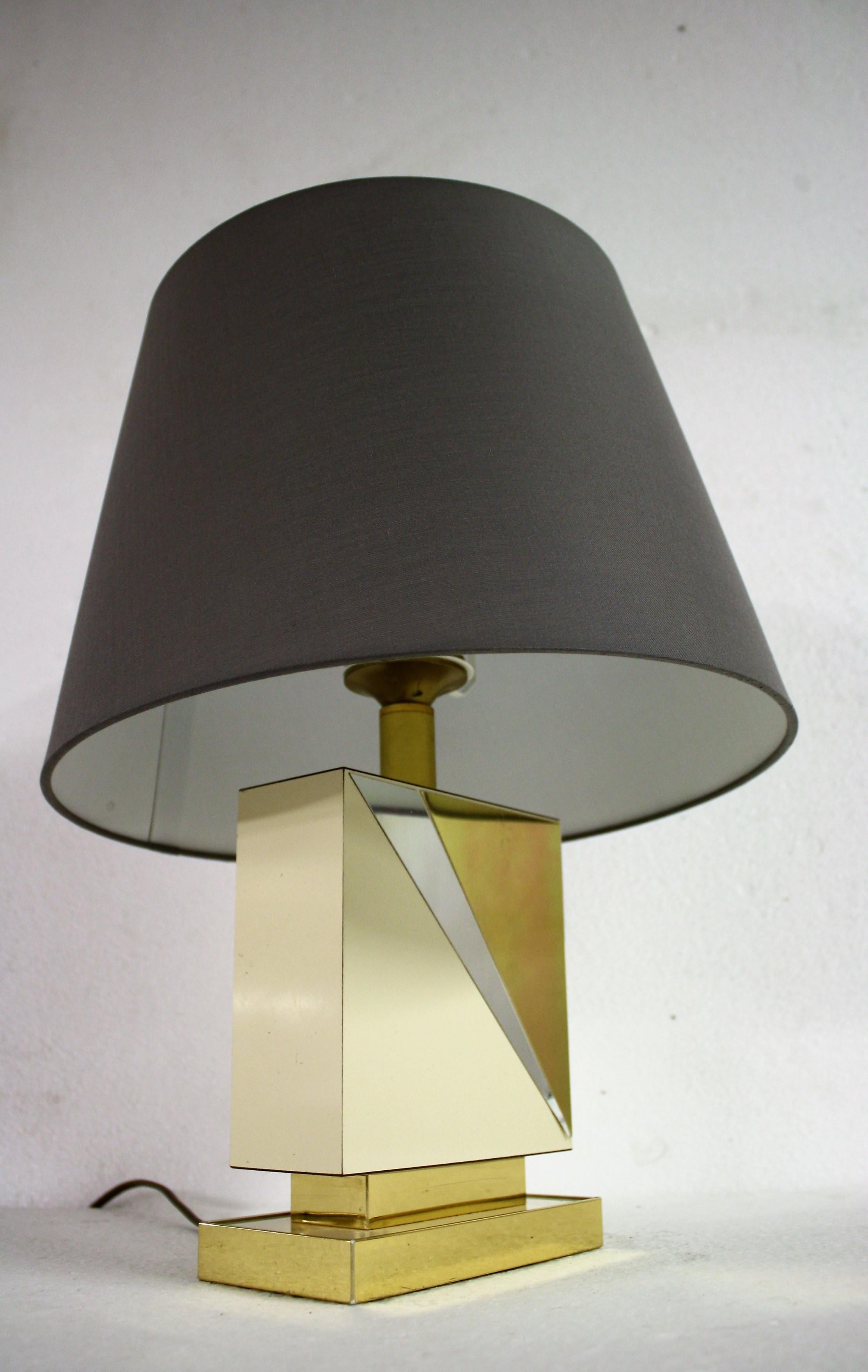 French Vintage Brass and Chrome Table Lamp, 1970s