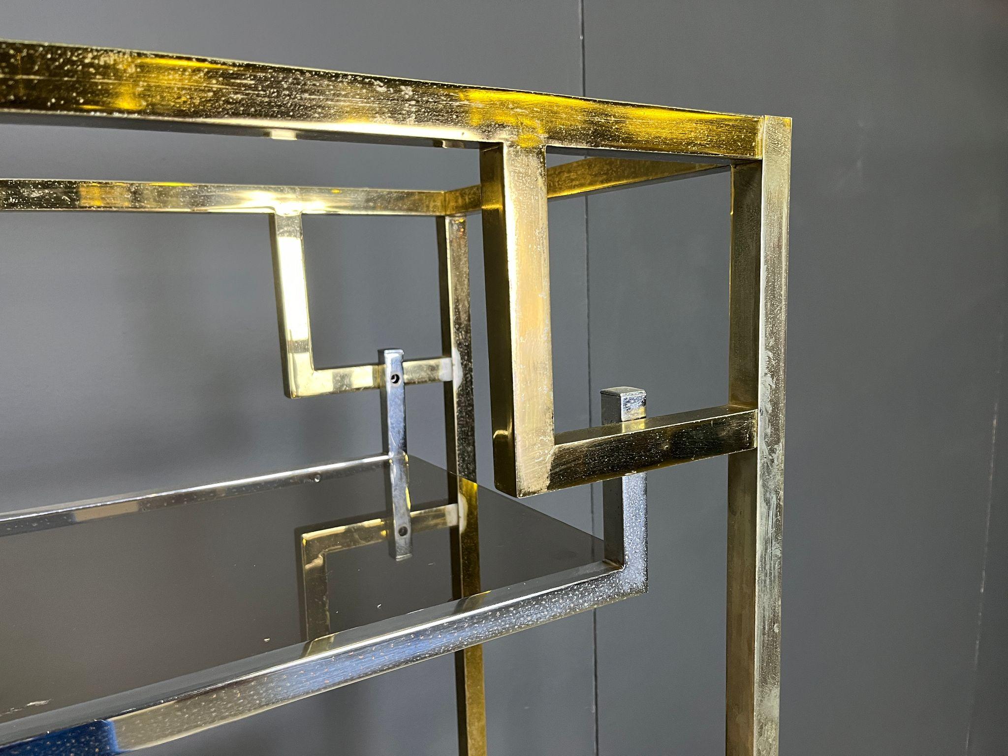 Unité murale vintage en laiton et chrome, années 1970 en vente 2