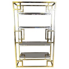 Vintage brass and chrome wall unit, 1970s