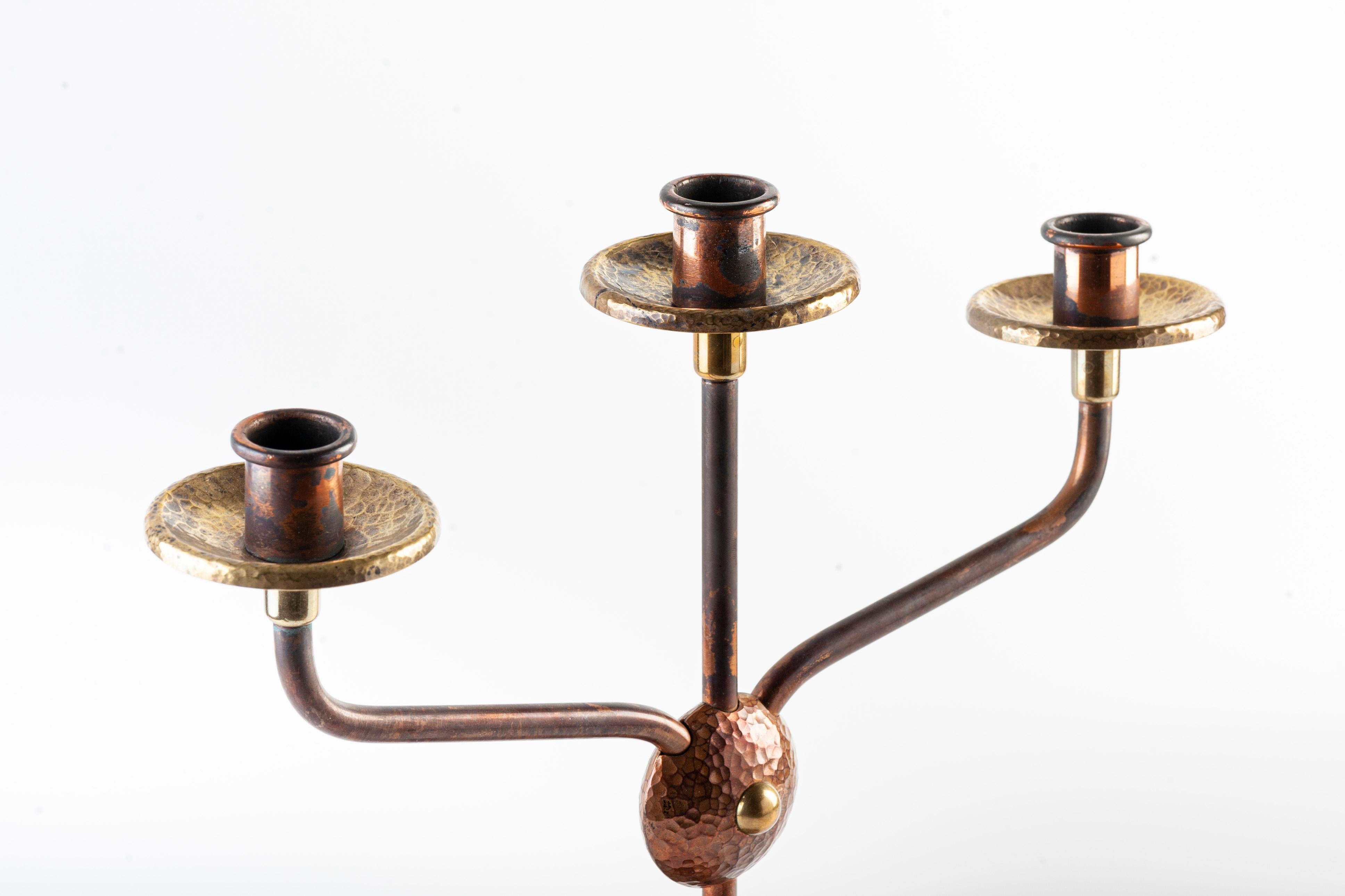 Vintage Brass and Copper Candlestick, Germany, 1960s In Good Condition For Sale In Roma, IT