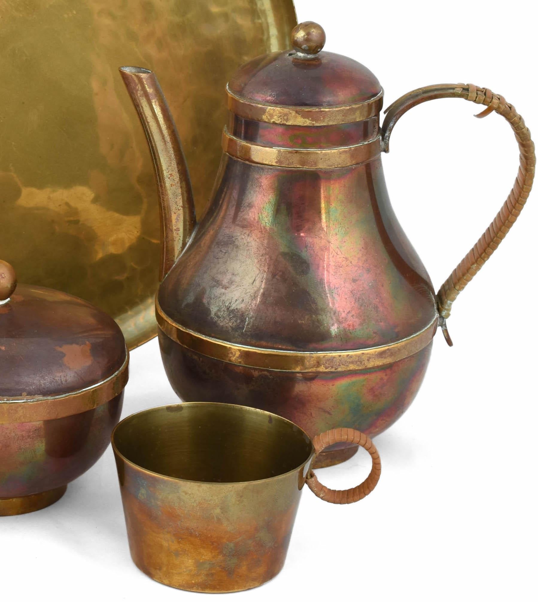 antique copper tea set
