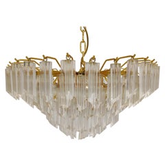 Vintage Brass and Crystal Chandelier by Novaresi, 1980s