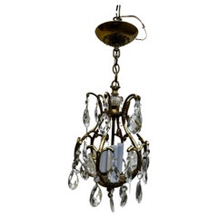Vintage Brass and Crystal Hanging Fixture