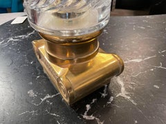 Jarrón vintage de latón y cristal