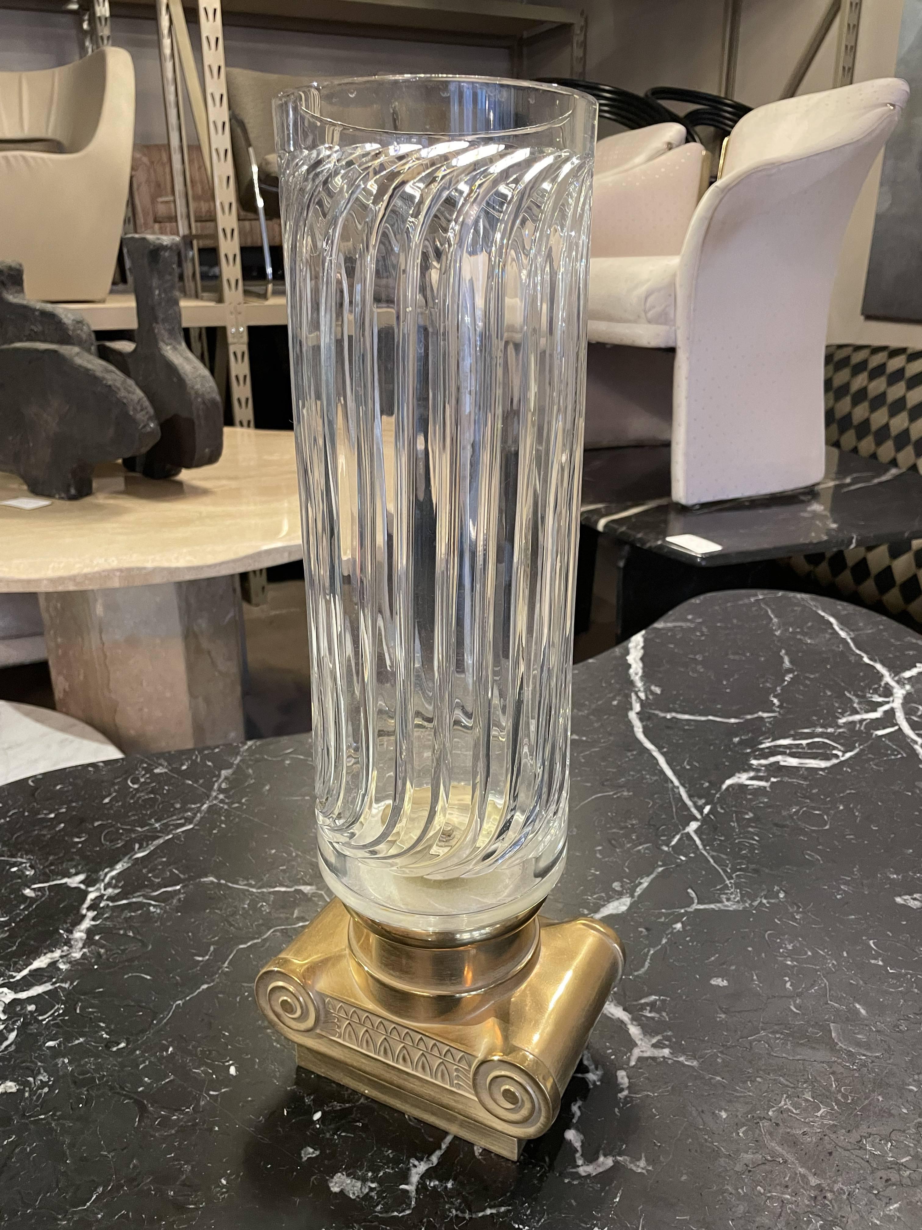 American Vintage Brass and Crystal Vase