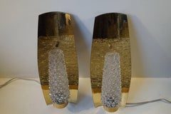 Applique vintage in ottone e cristallo tagliato di Hags, Austria, Vienna, anni '50