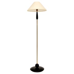 Lámpara de pie vintage de latón y madera ebonizada
