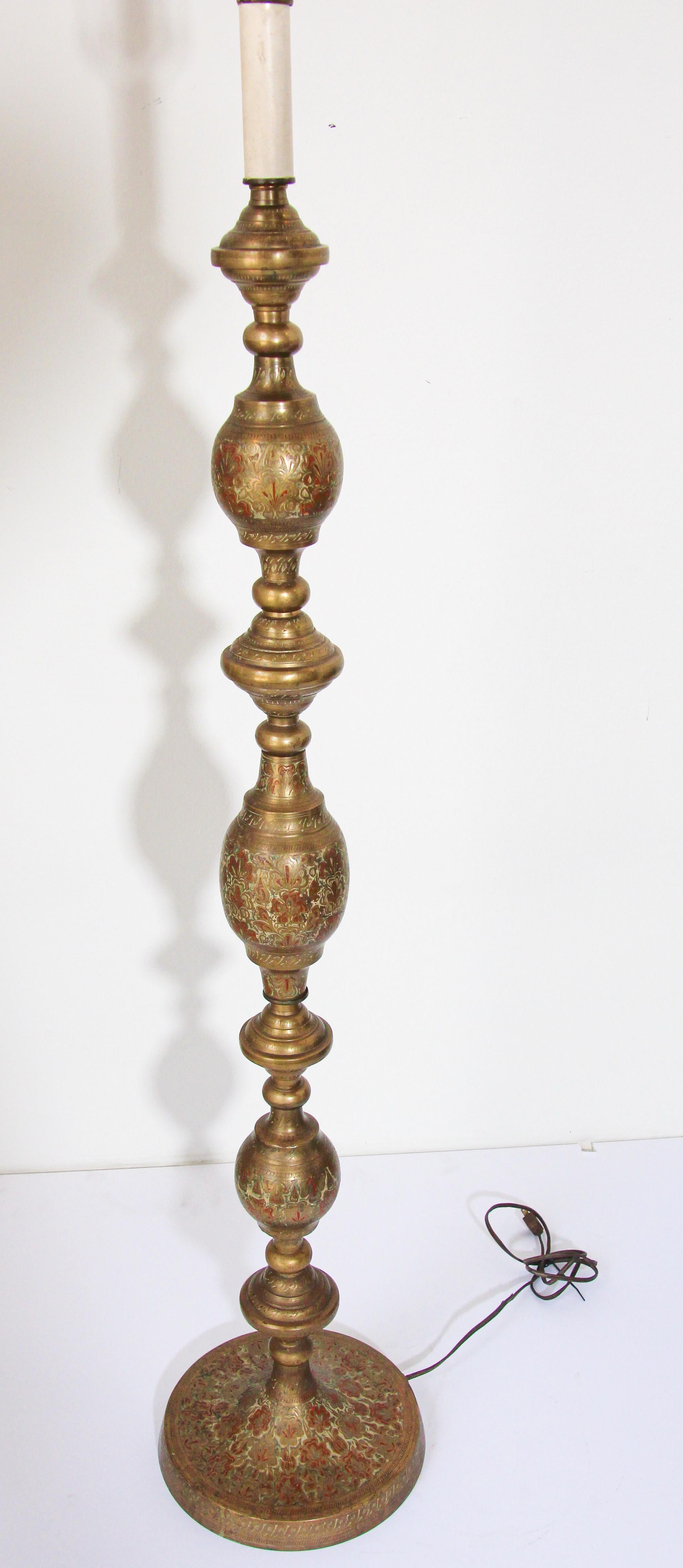 Vintage Brass and Enamel Floor Lamp Handcrafted in India 6