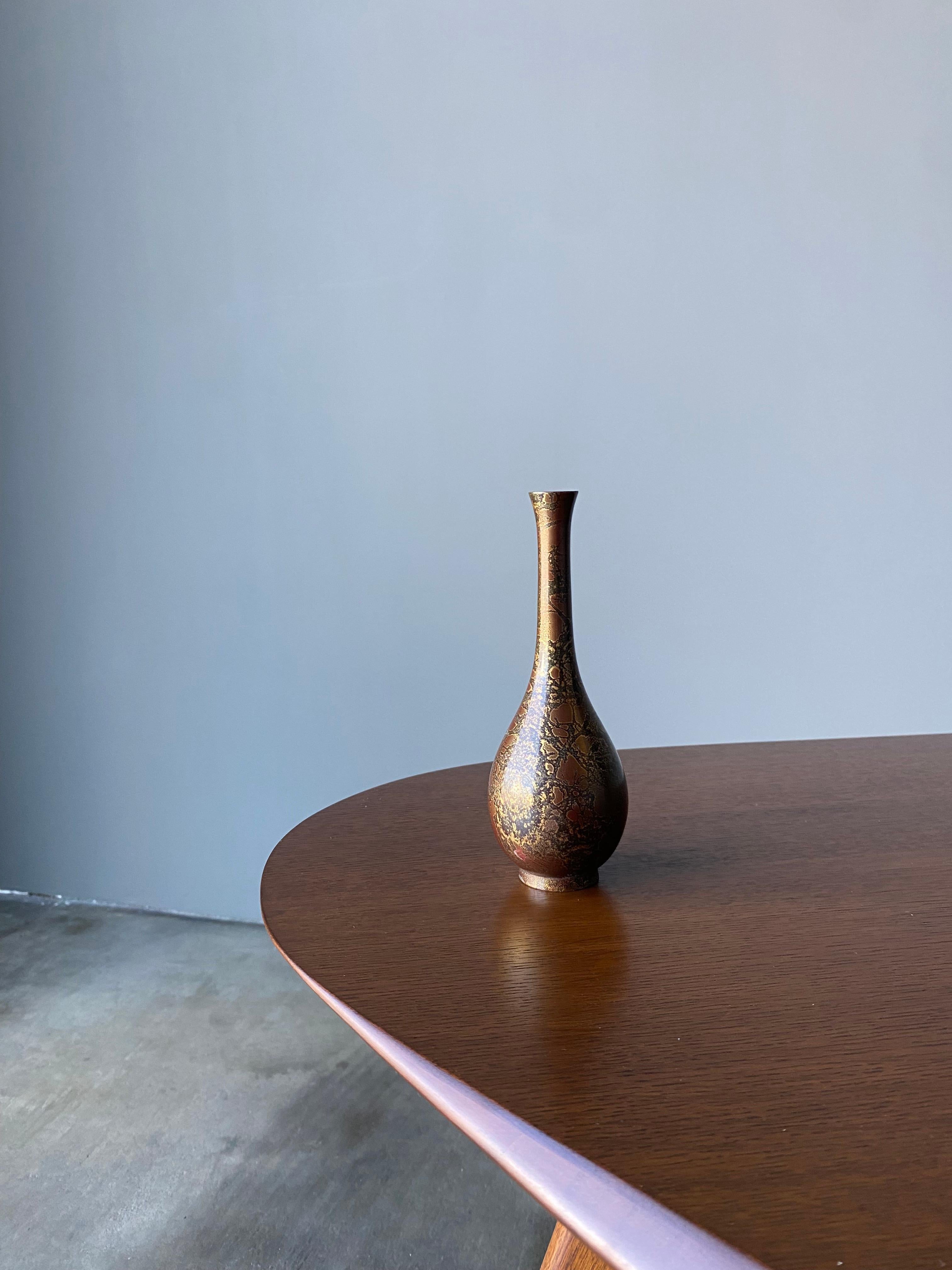 Vintage Brass And Enamel Vase By OMC Japan 1