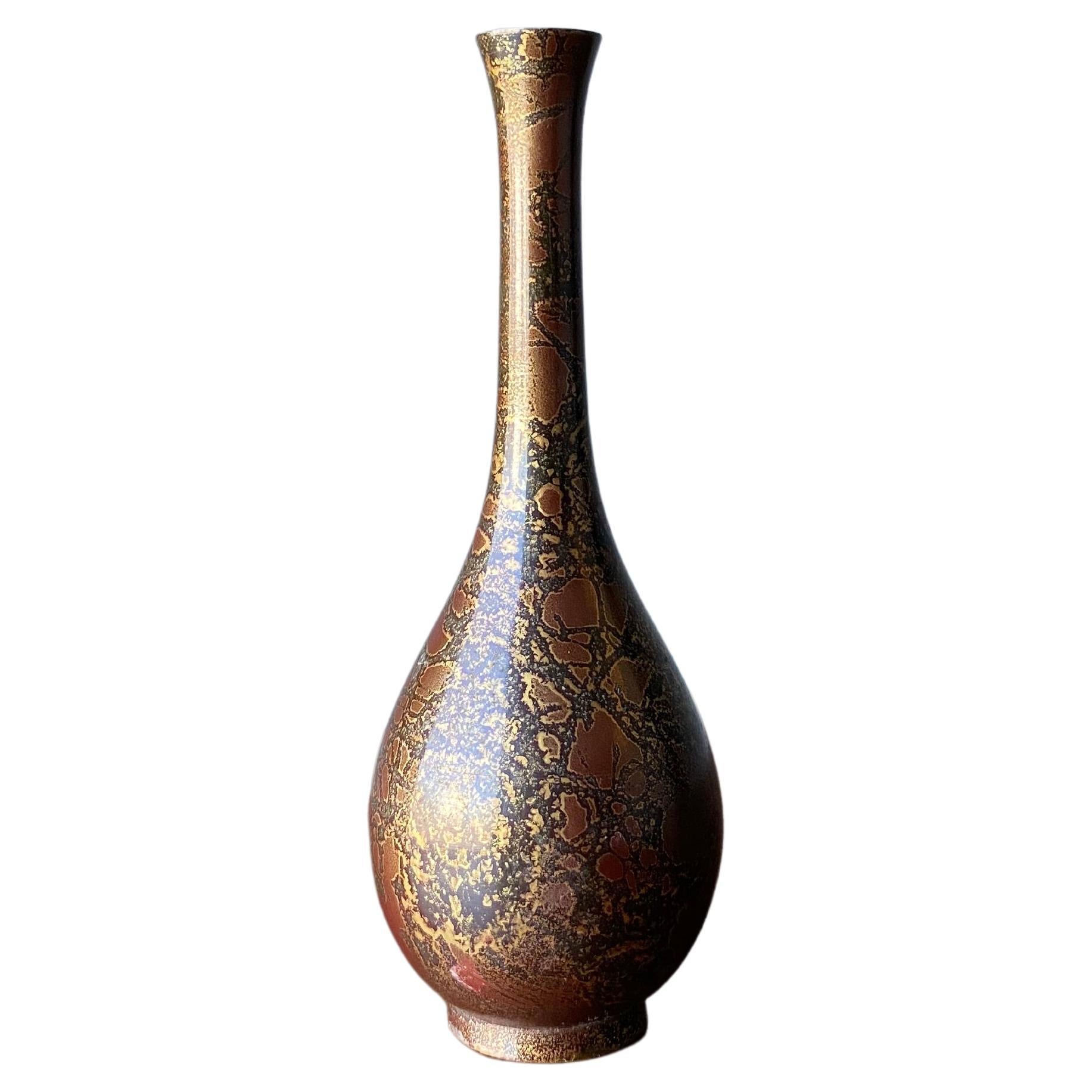 Vintage Brass And Enamel Vase By OMC Japan 