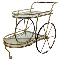 Vintage Barwagen aus Messing und Glas