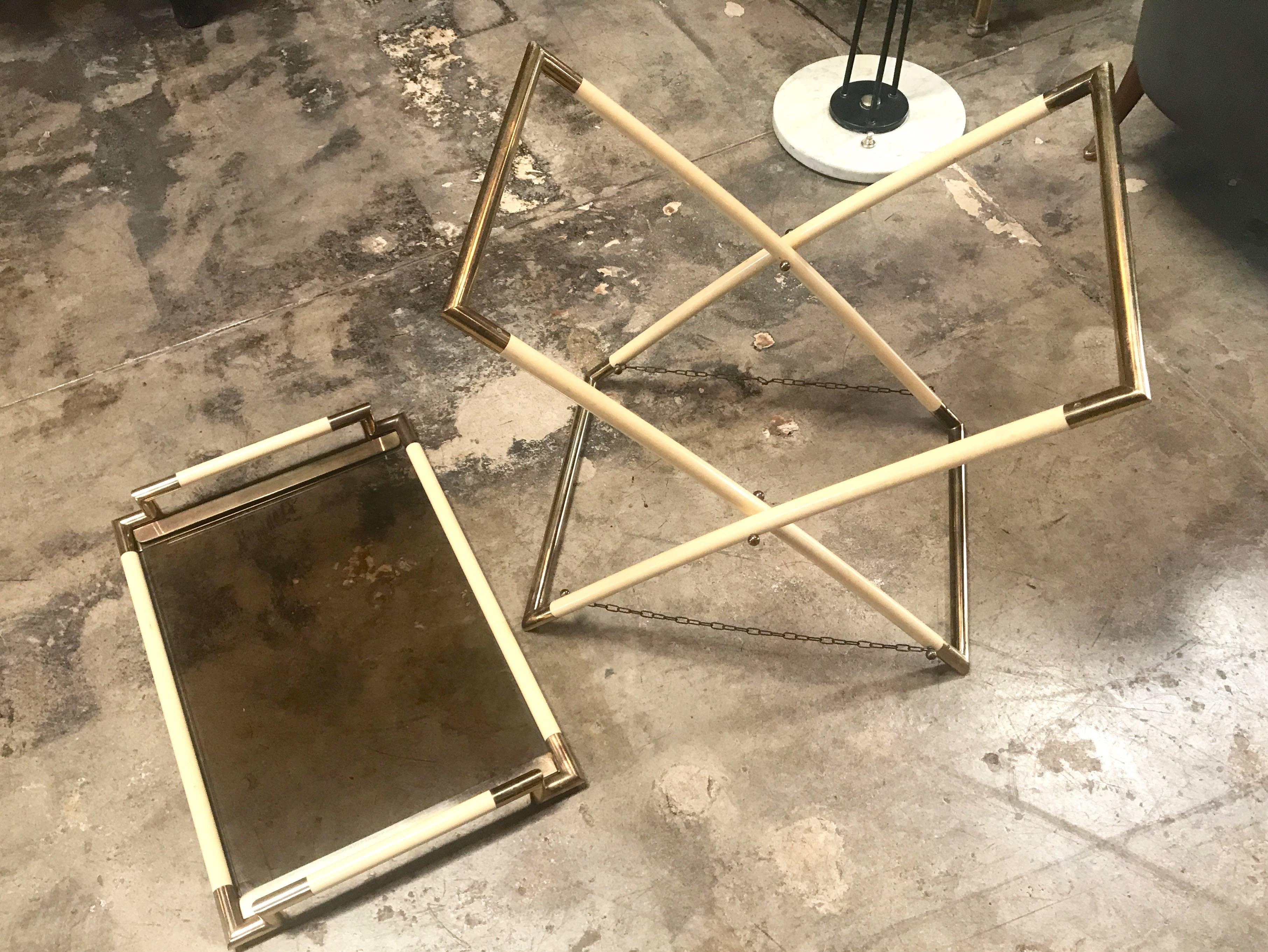 Vintage Brass and Glass Cocktail Table 2