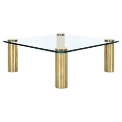 Vintage Brass and Glass Coffee Table by Leon Rosen for Pace