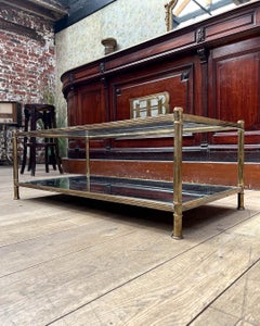 Vintage Brass and Glass Coffee Table by Roche Bobois, France, Circa 1970