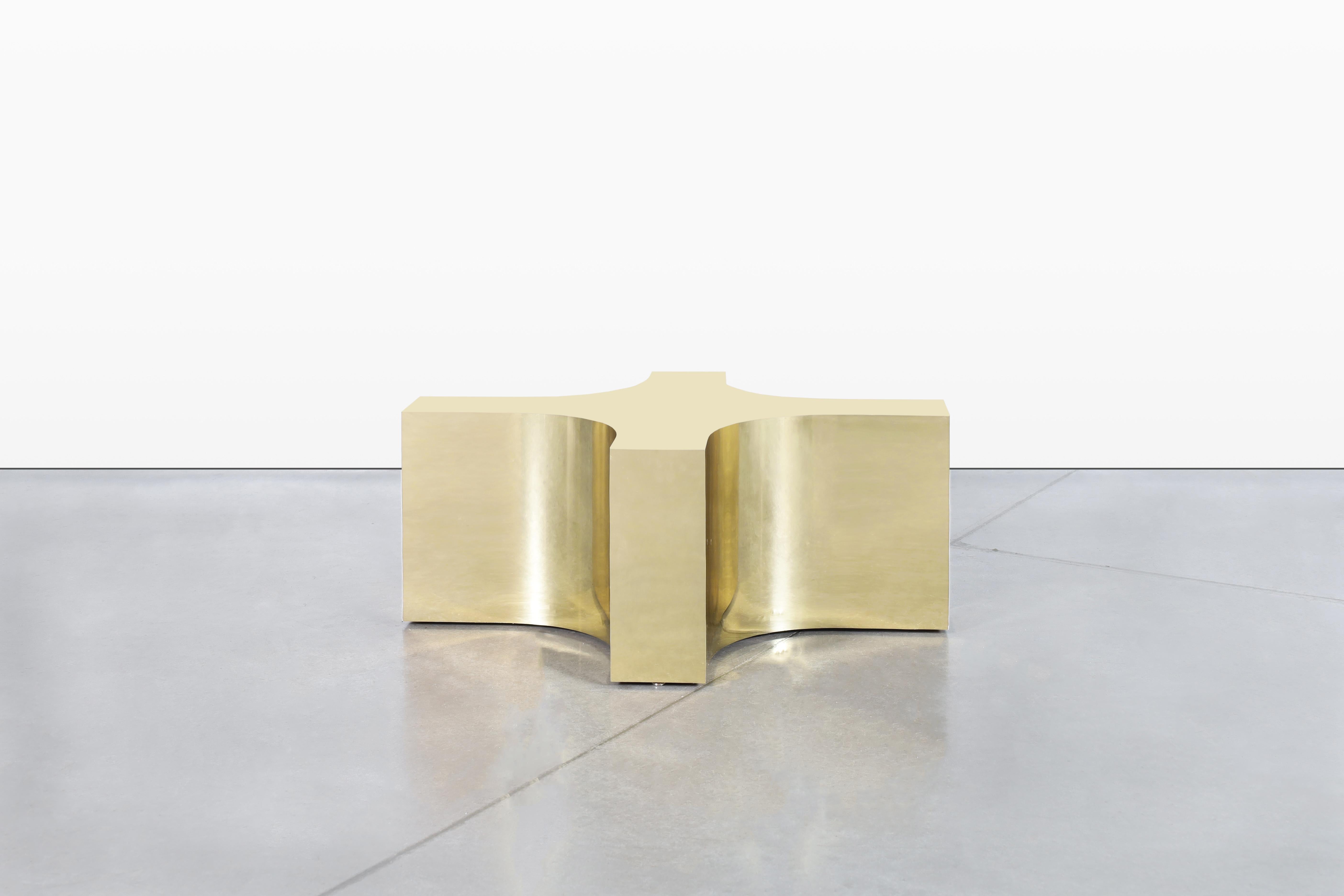 Mid-Century Modern Vintage Brass and Glass Coffee Table For Sale
