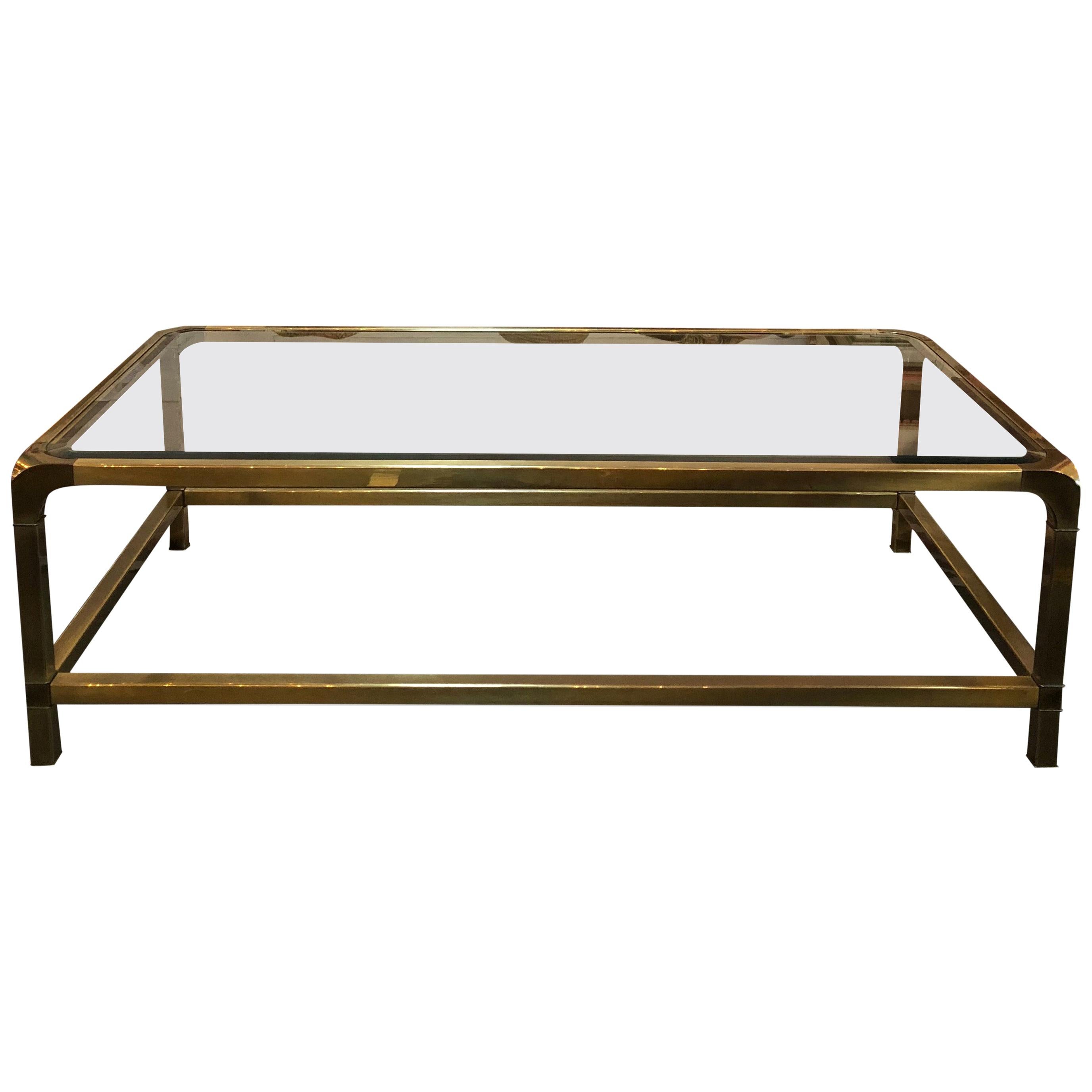 Vintage Brass and Glass Coffee Table at 1stDibs