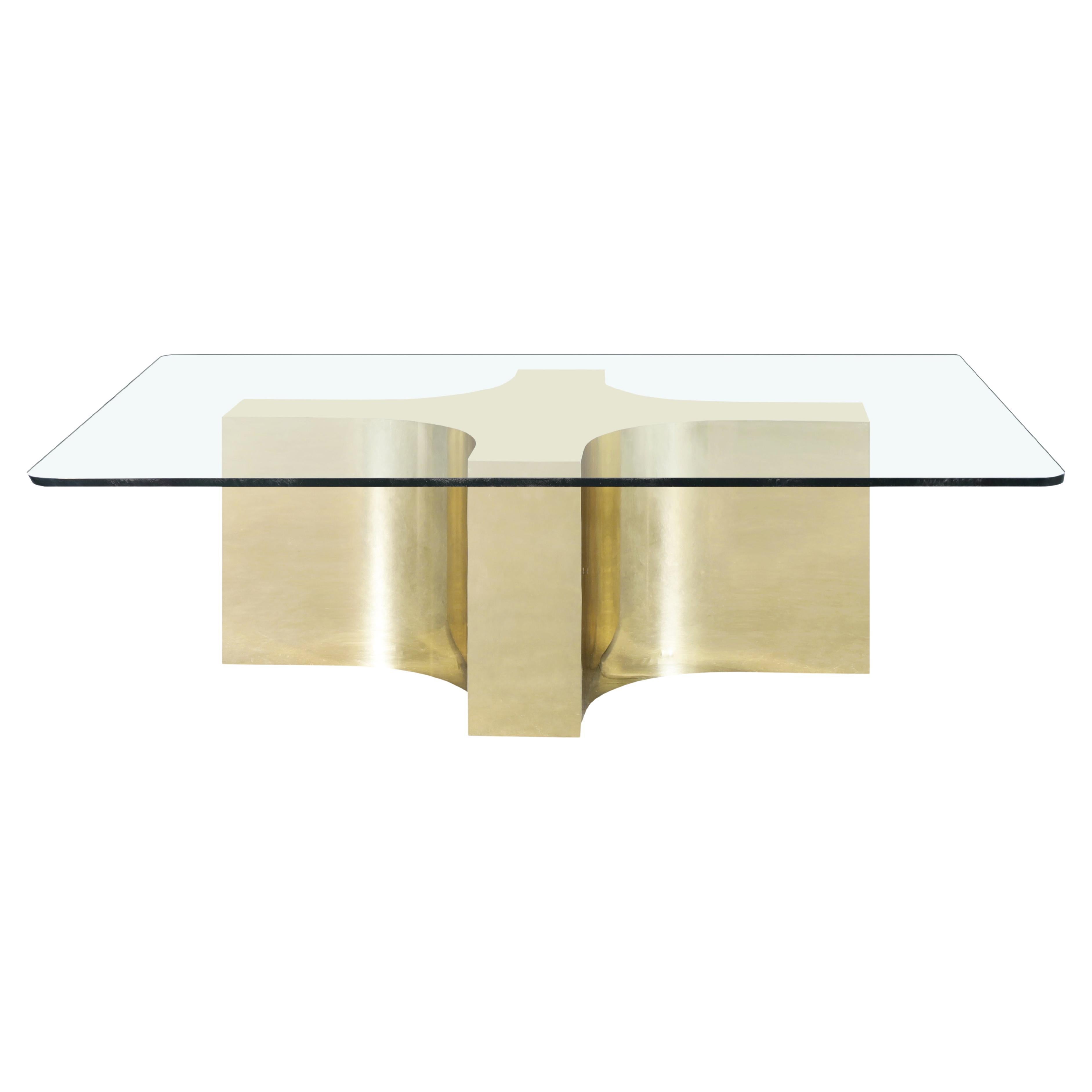 Vintage Brass and Glass Coffee Table For Sale