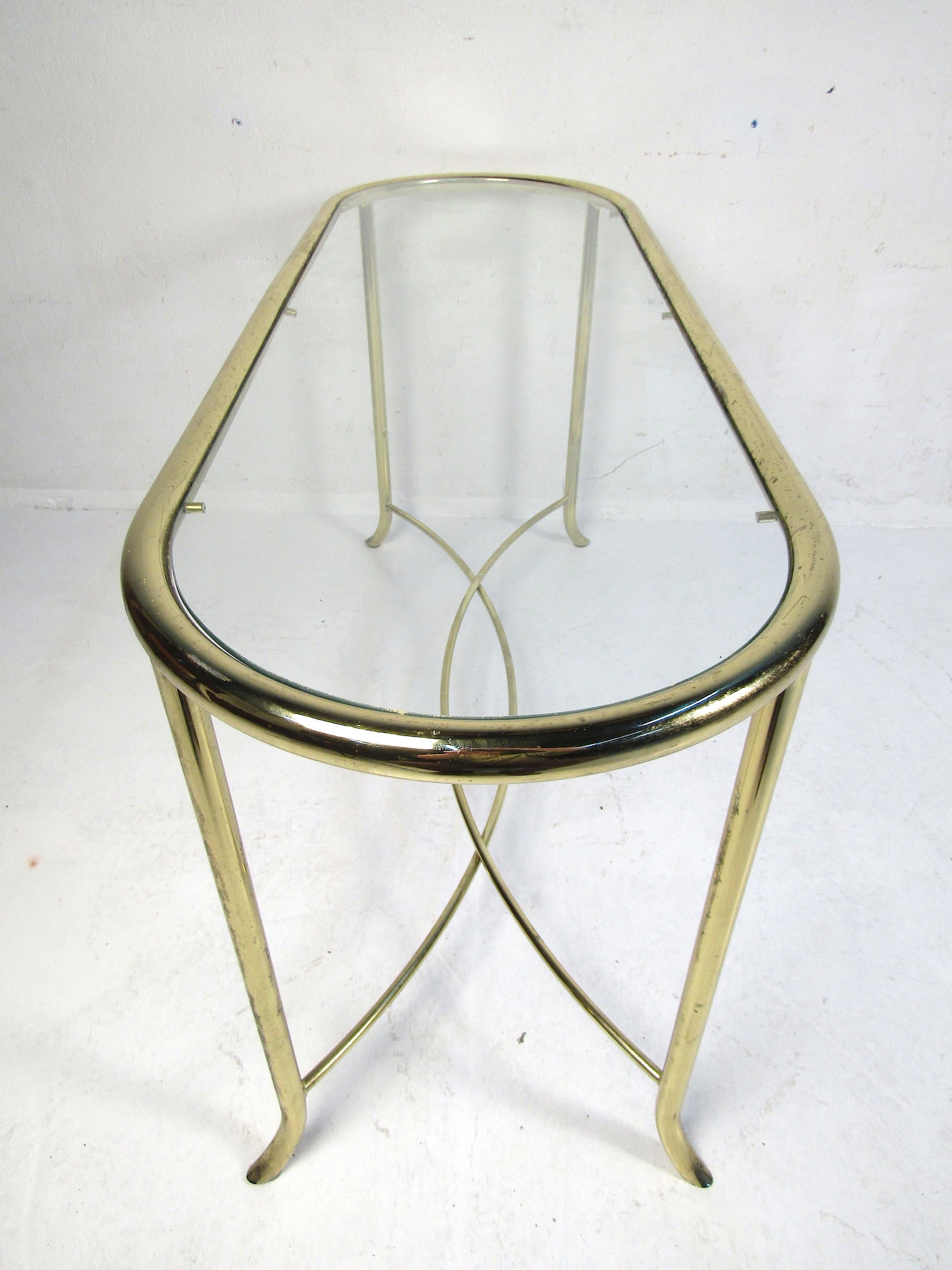 vintage brass and glass sofa table