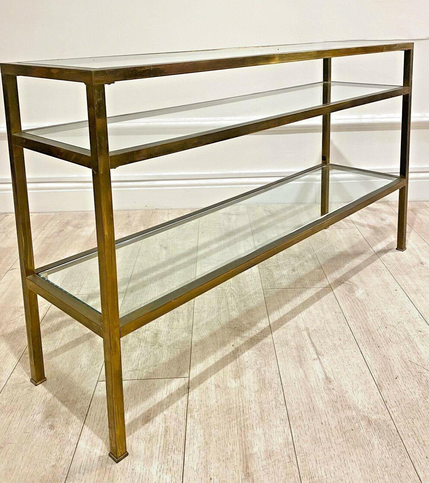 Vintage Brass and Glass Console Table In Good Condition In London, GB
