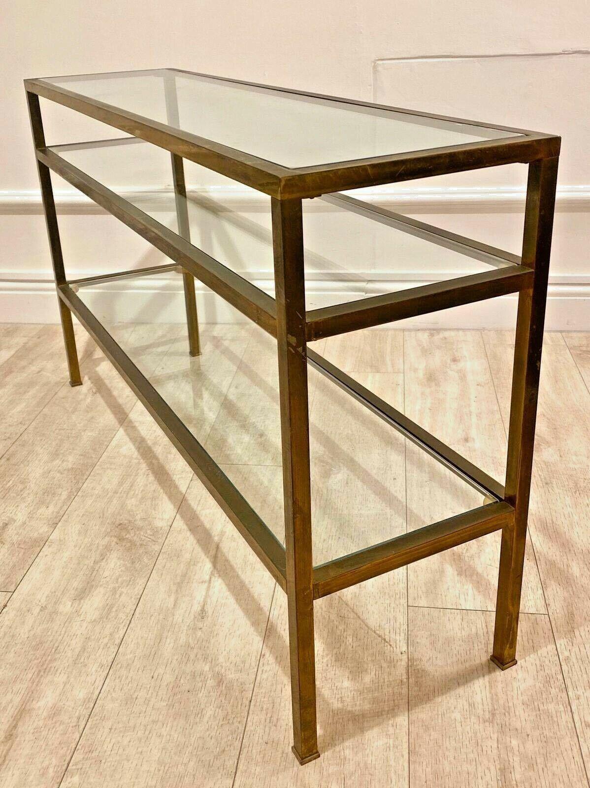 20th Century Vintage Brass and Glass Console Table