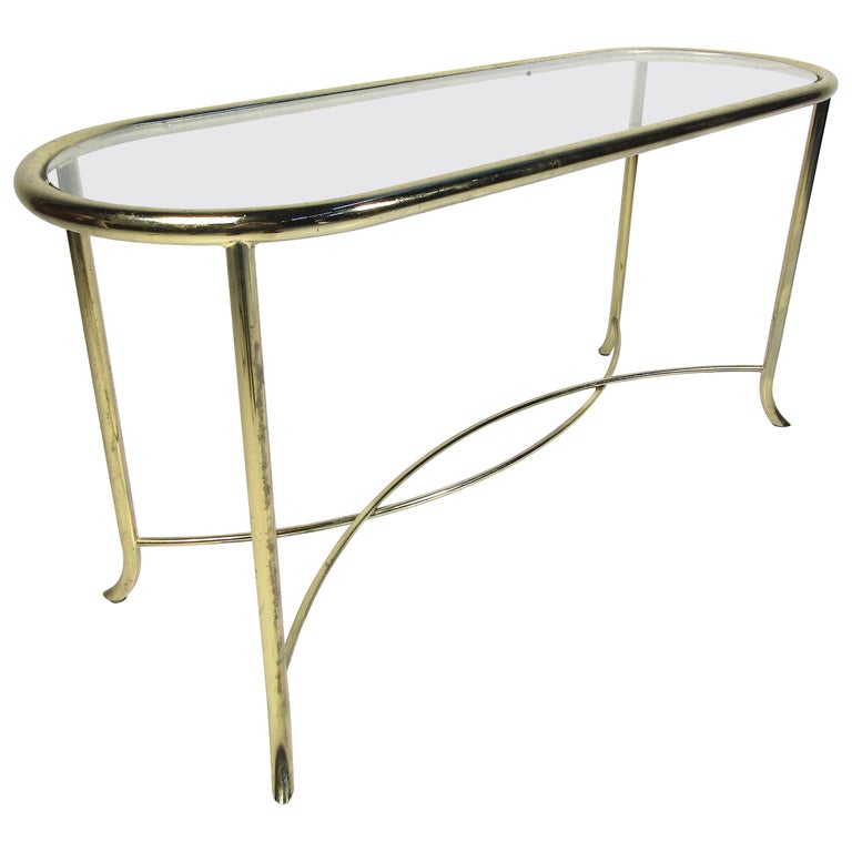 Vintage Brass and Glass Console Table For Sale at 1stDibs