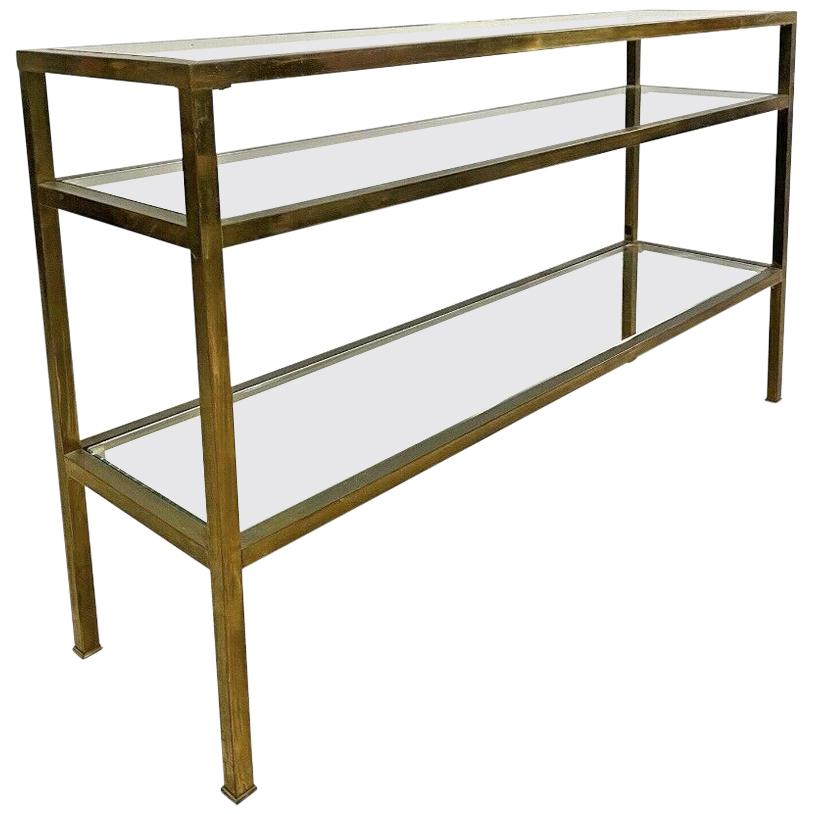 Vintage Brass and Glass Console Table