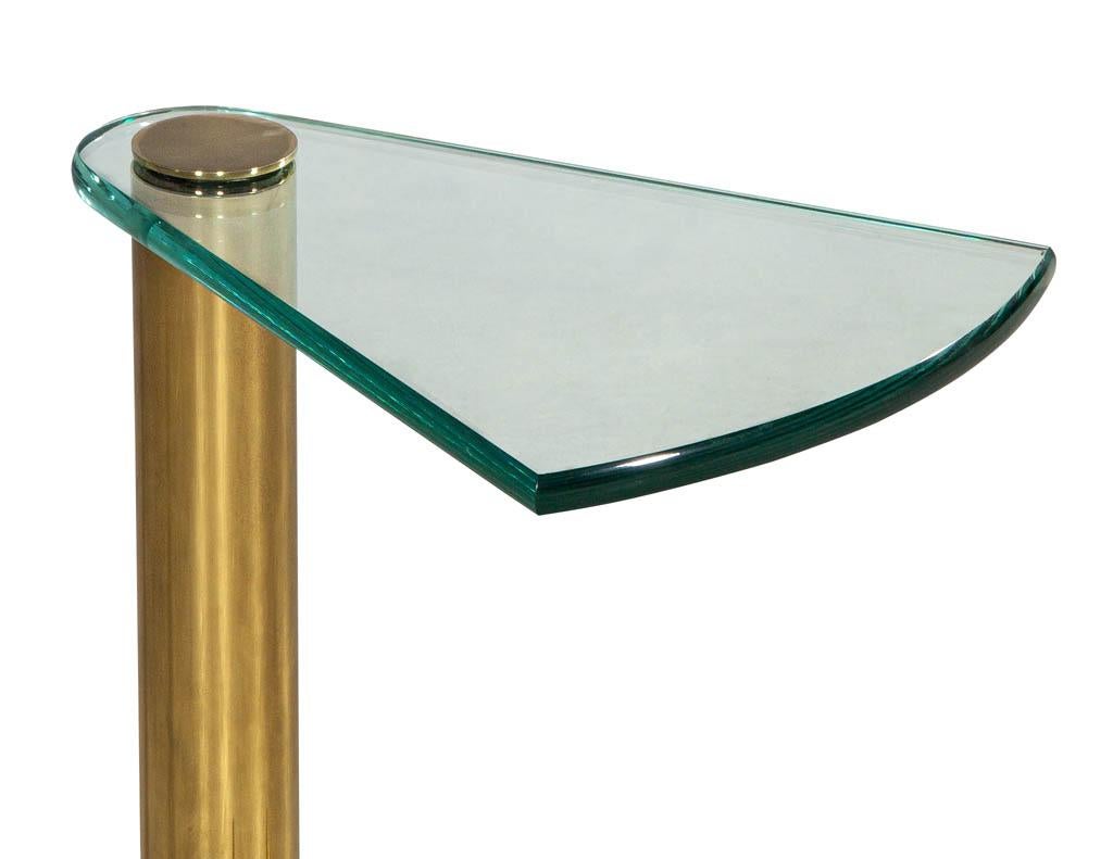 Mid-Century Modern Vintage Brass and Glass End Table
