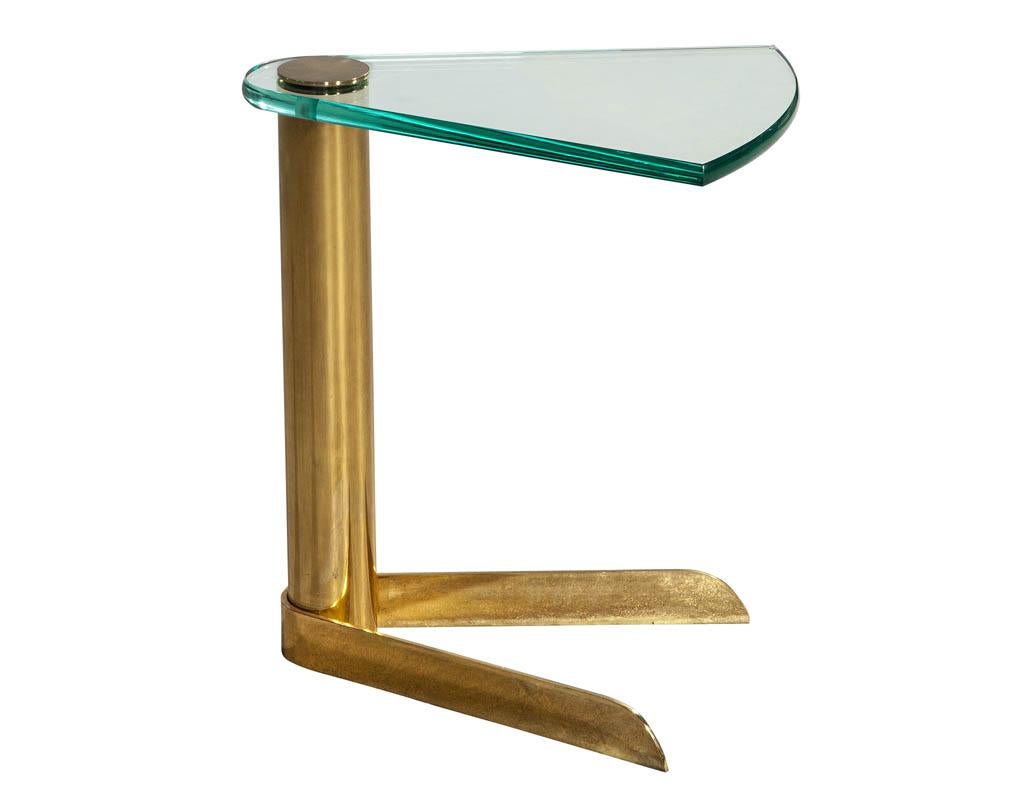 Vintage Brass and Glass End Table In Good Condition In North York, ON