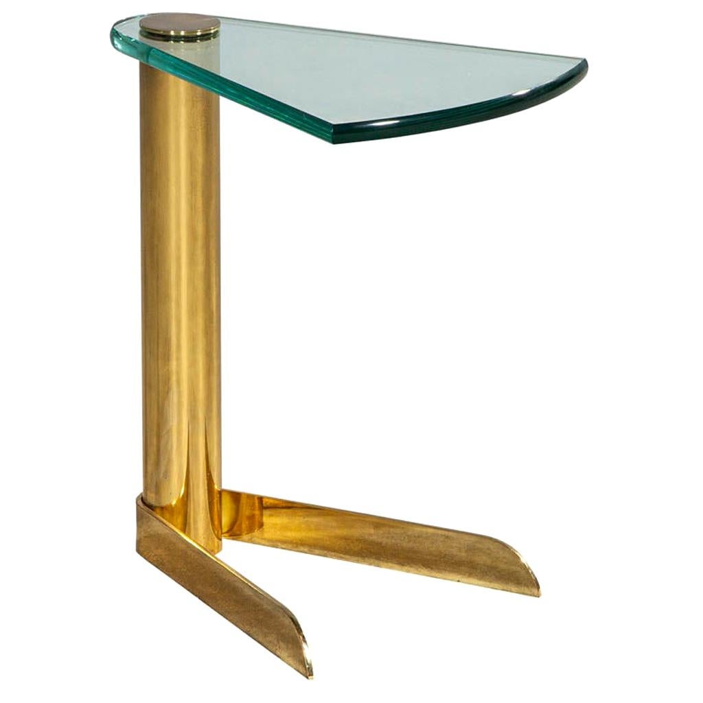Vintage Brass and Glass End Table