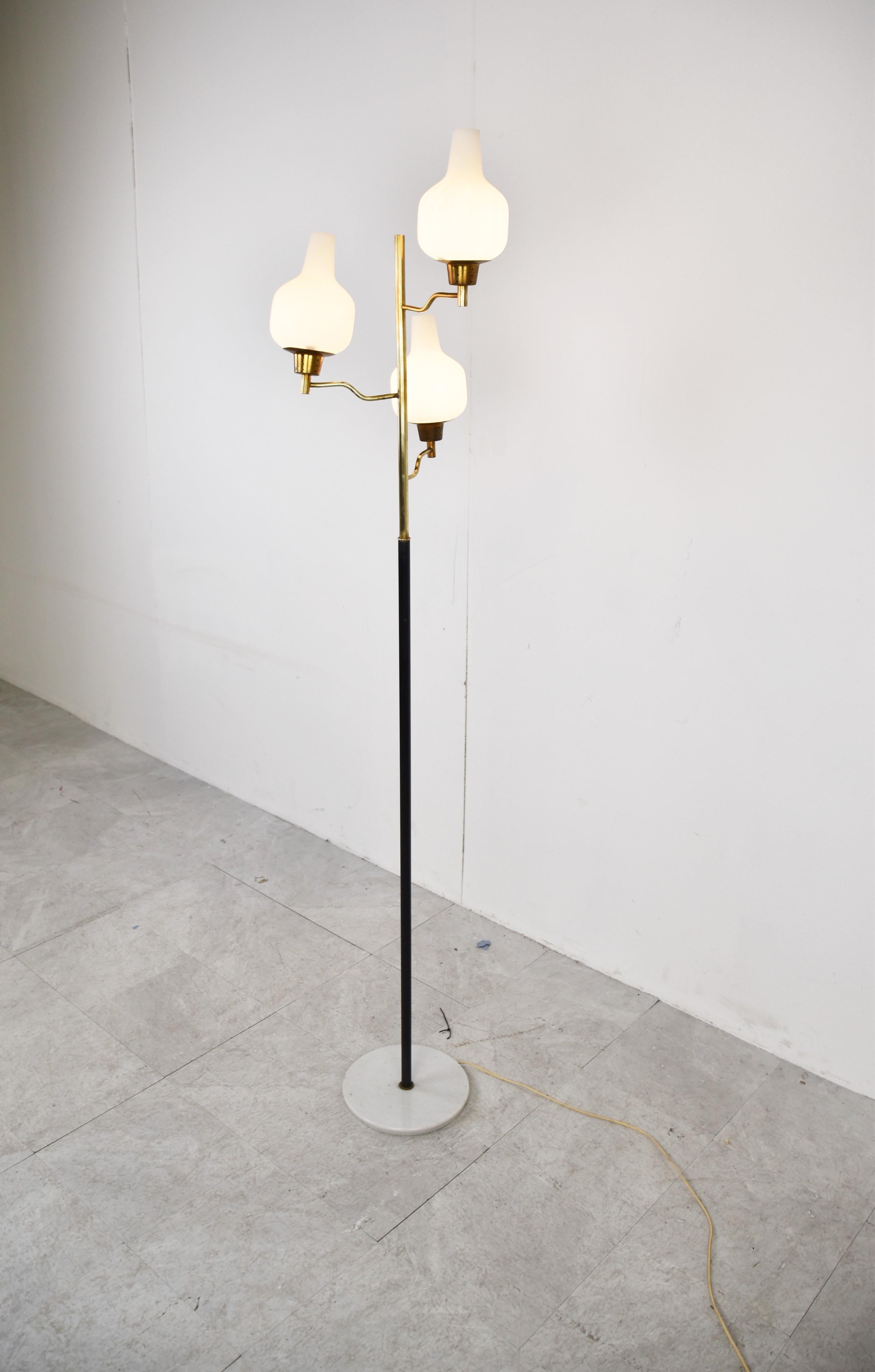 Vintage Brass and Glass Floor Lamp, 1950s, Italy 4