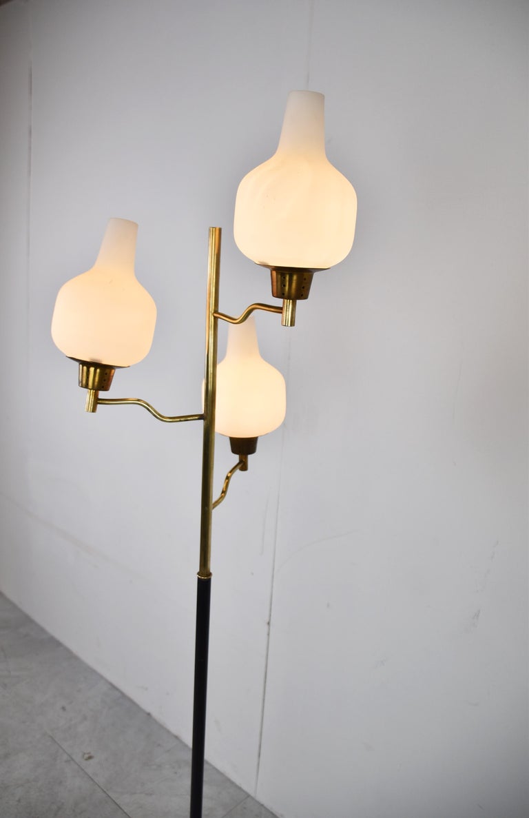 Vintage Brass and Glass Floor Lamp, 1950s, Italy For Sale at 1stDibs