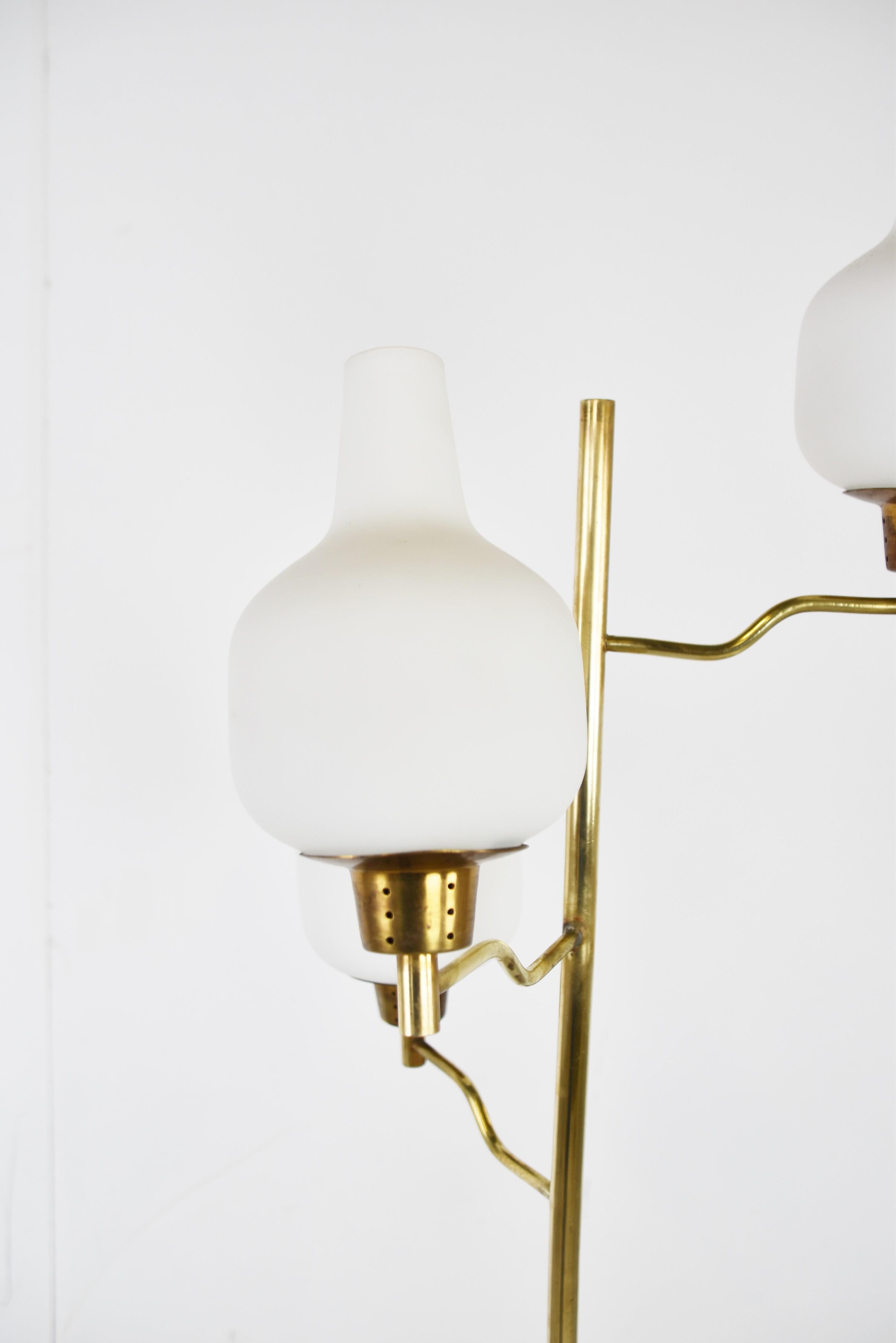 Vintage Brass and Glass Floor Lamp, 1950s, Italy 7
